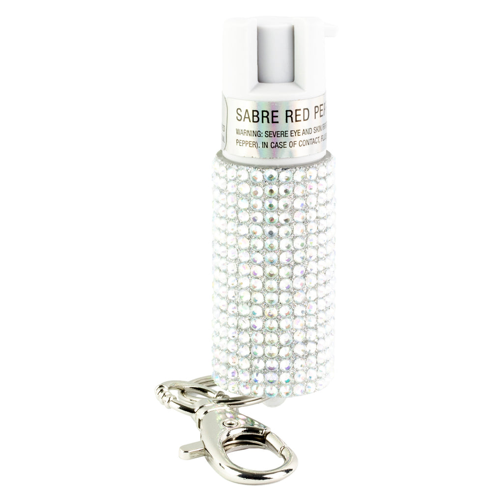 Sabre Jeweled Pepper Spray with Snap Clip - Silver, 0.54 oz