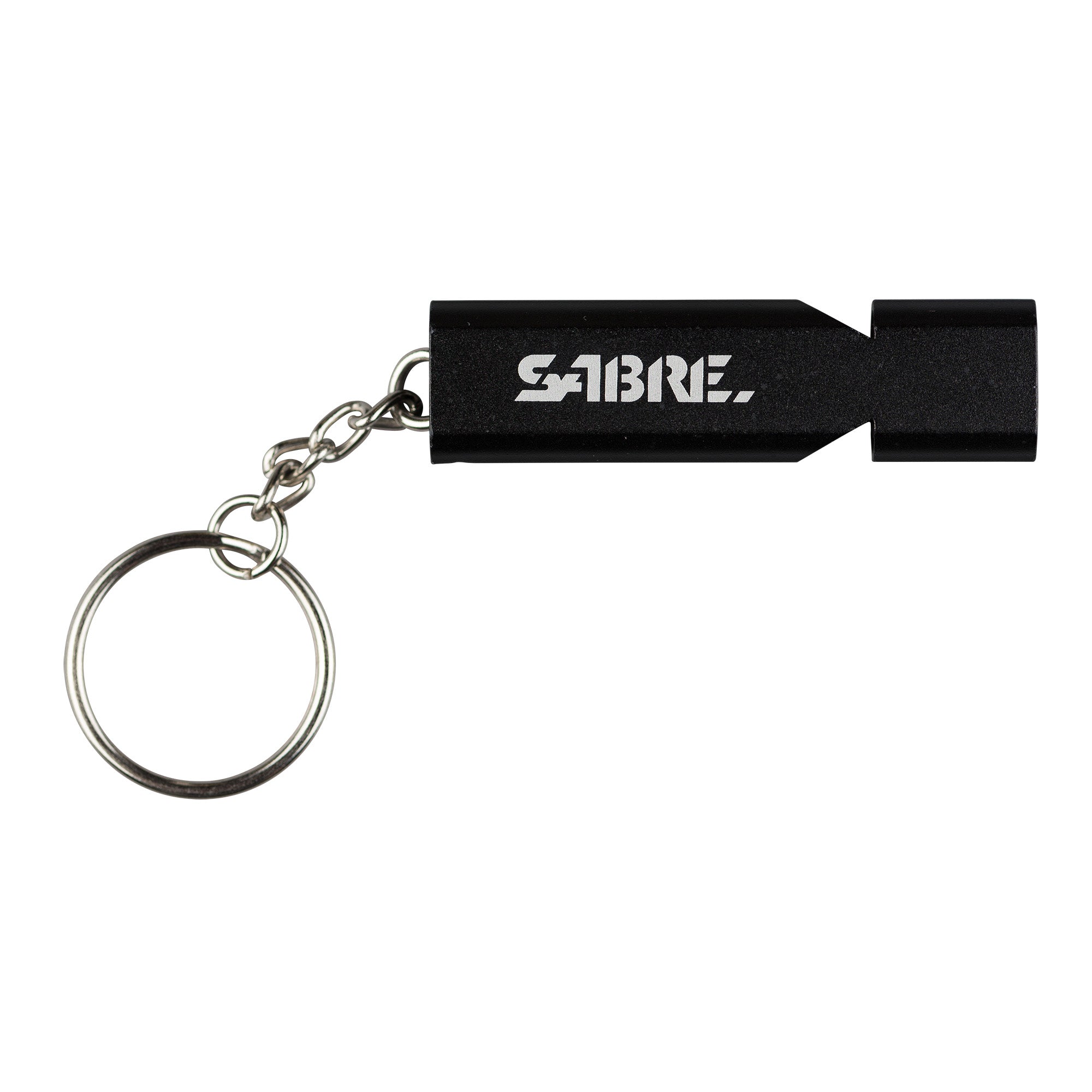 Sabre WSTL-02 Emergency Safety Whistle with Lanyard and Keychain - Loud 120dB Alarm in Black