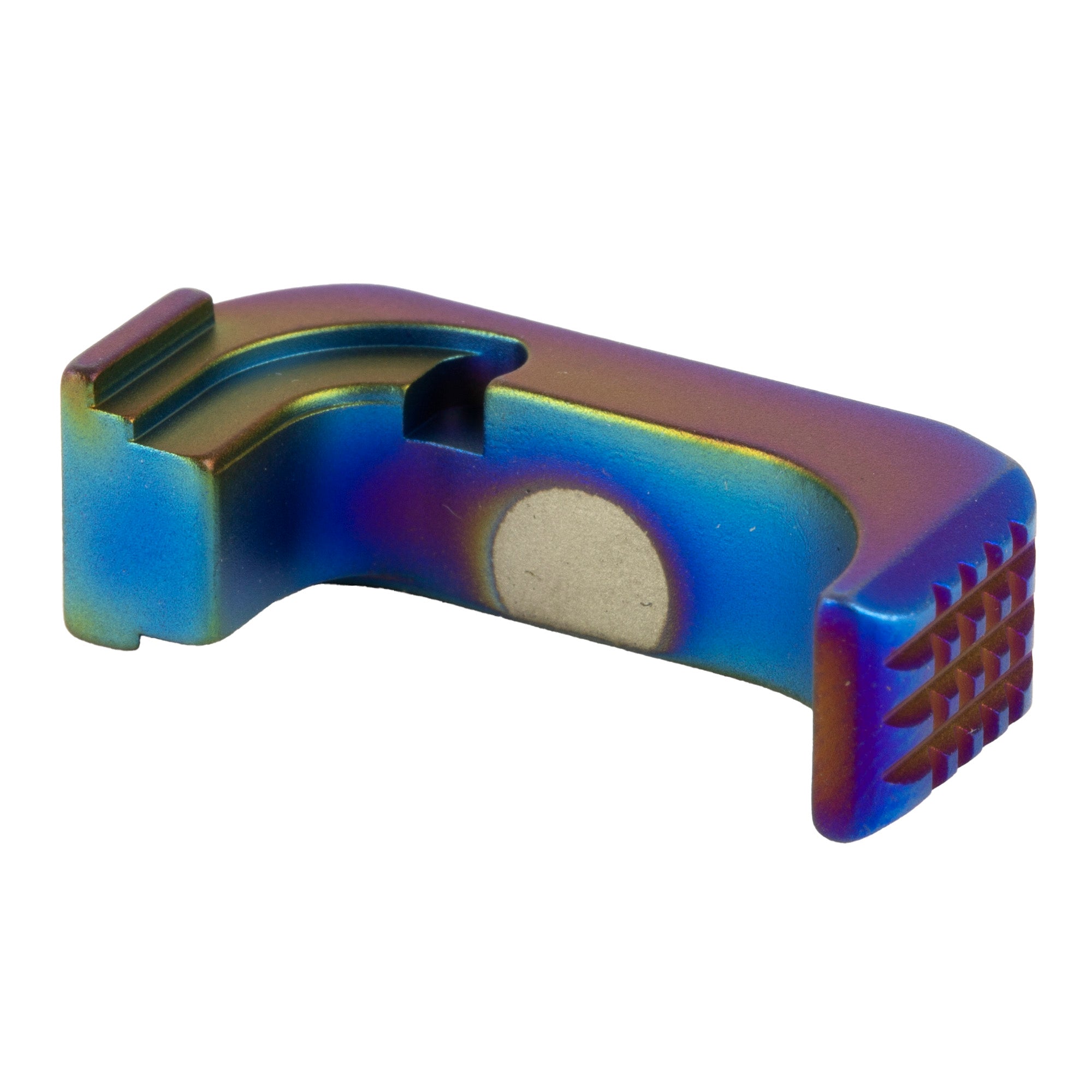 Shield Arms Premium S15 Steel Magazine Catch for Glock 43X/48 – Right-Handed Rainbow Finish