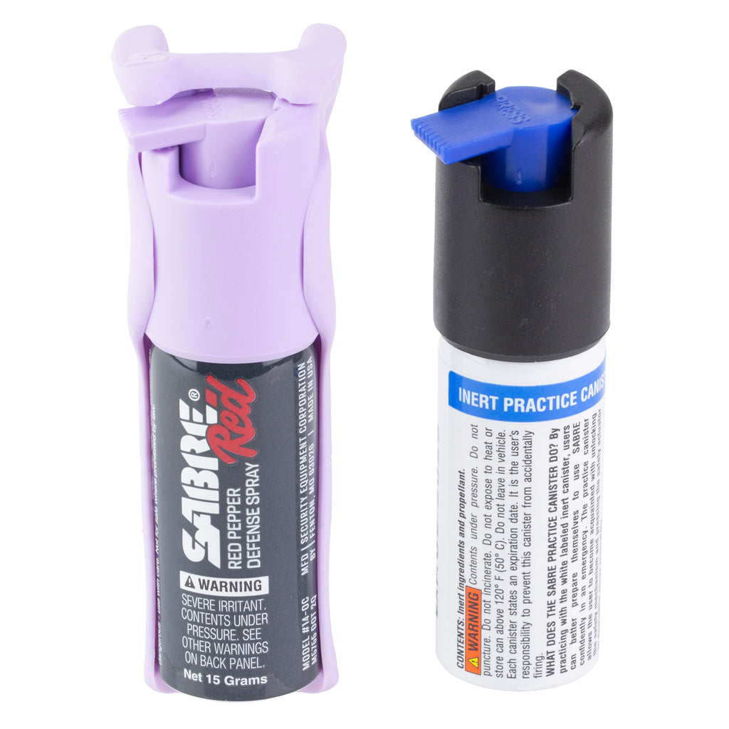 Sabre Quick Grip Pepper Spray with Keychain Attachment - 0.54 oz Personal Defense Spray in Purple
