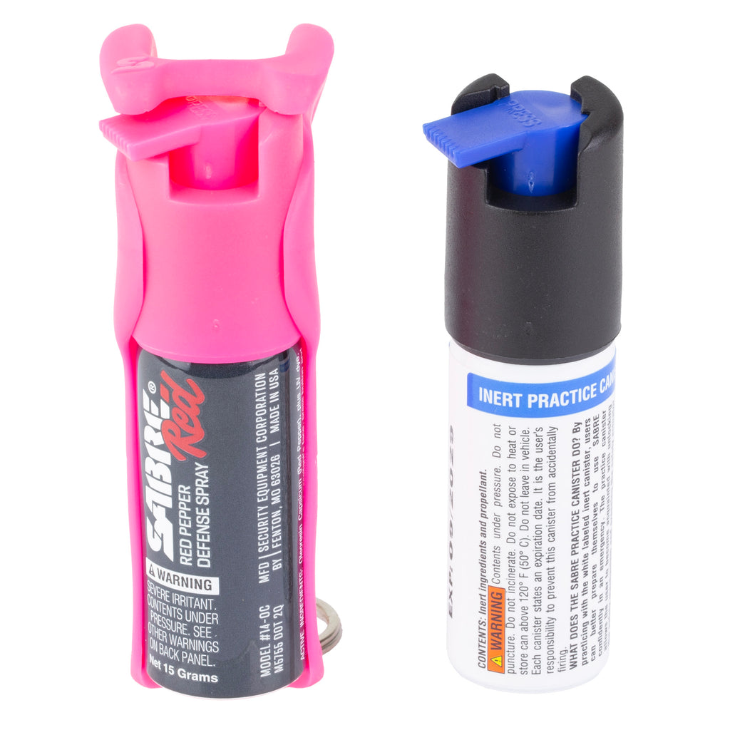 Sabre Quick Grip Pink Pepper Spray with Ergonomic Design and Keychain Attachment