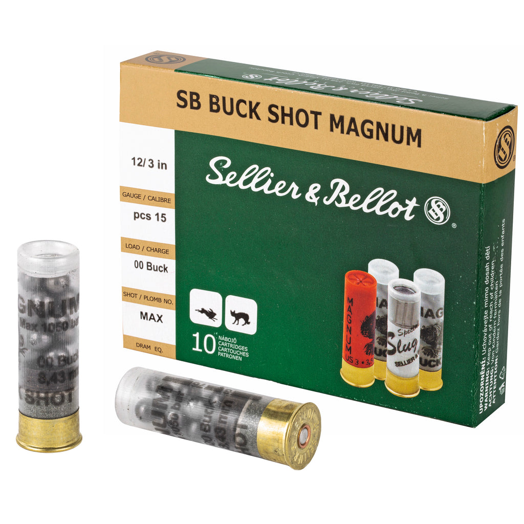 Sellier & Bellot 12 Gauge 00 Buckshot Shotshell - 10 Rounds per Box, 250 per Case