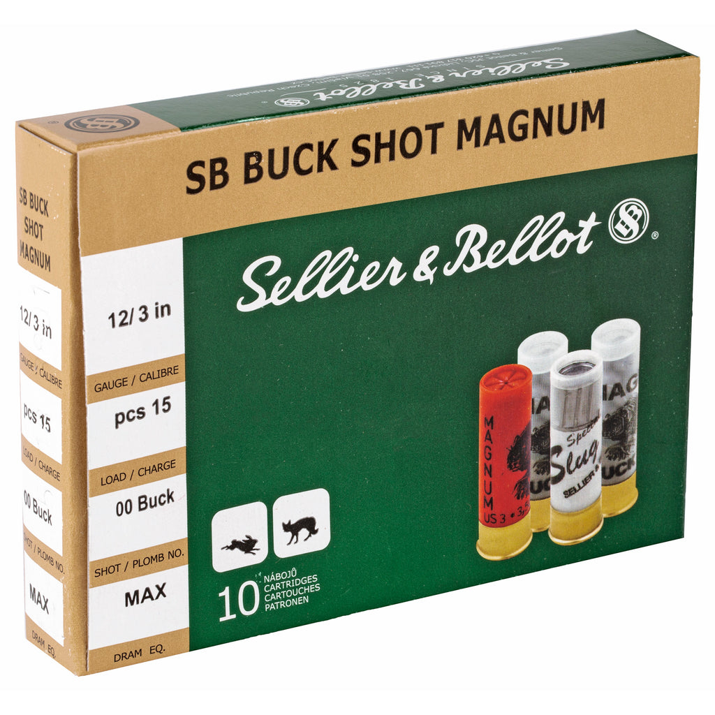 Sellier & Bellot 12 Gauge 00 Buckshot Shotshell - 10 Rounds per Box, 250 per Case