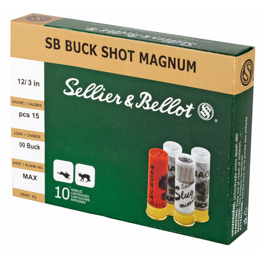 Sellier & Bellot 12 Gauge 00 Buckshot Shotshell - 10 Rounds per Box, 250 per Case