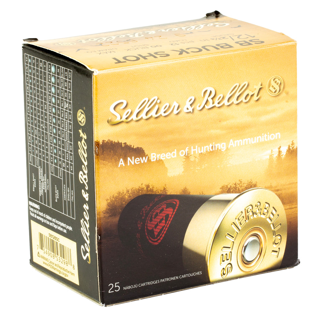 Sellier & Bellot 12 Gauge 2.75-inch 00 Buckshot Shotshell (25 Rounds per Box, 250 per Case)