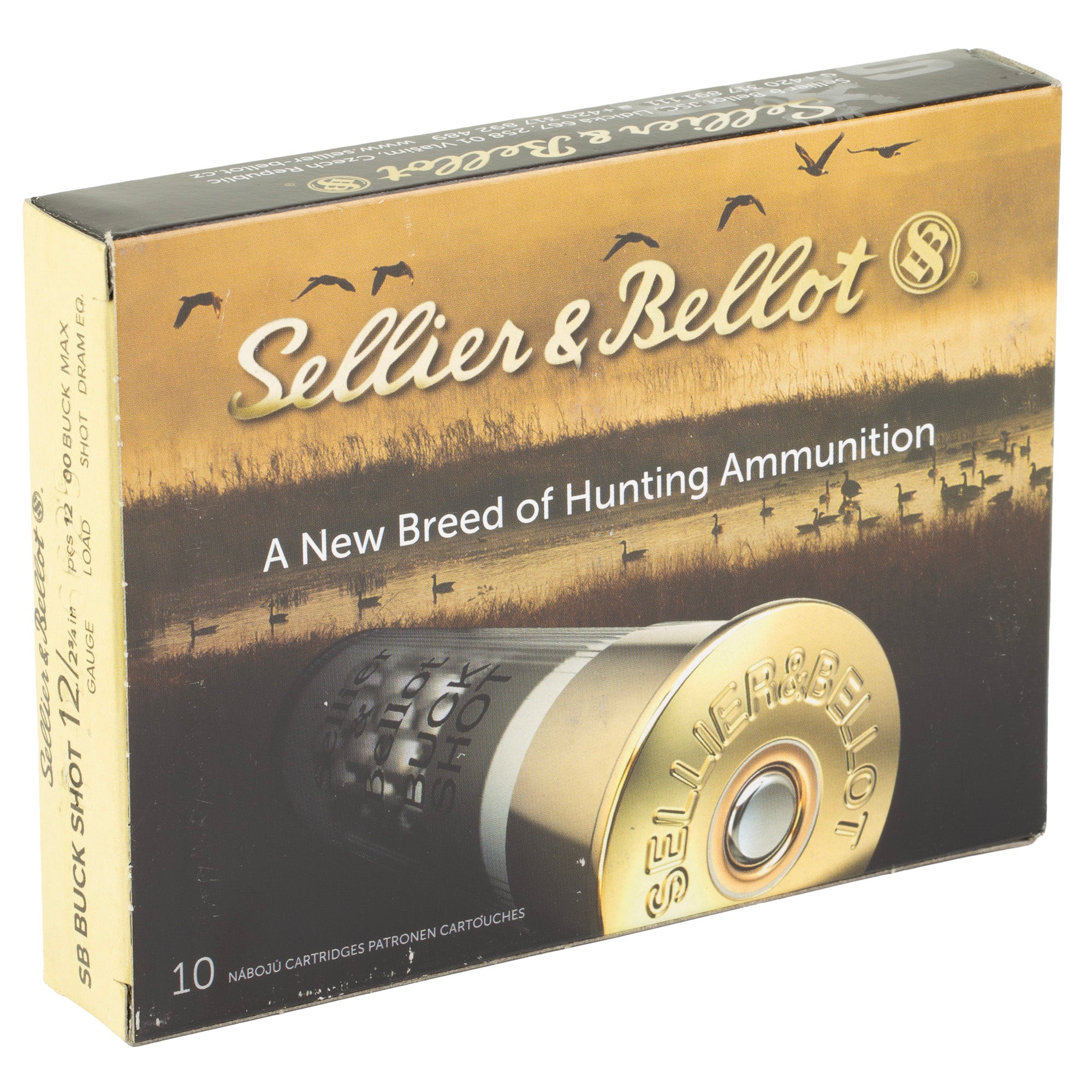 Sellier & Bellot 12 Gauge 00 Buckshot Shotshell (Part SB12BSE) - 10 Rounds per Box