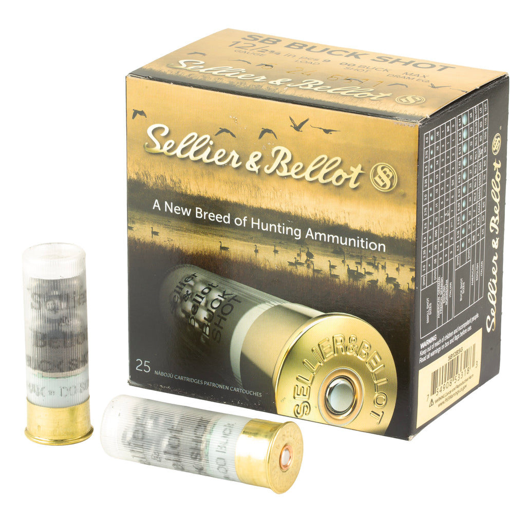Sellier & Bellot 12 Gauge 00 Buckshot Shotshell – 25 Rounds