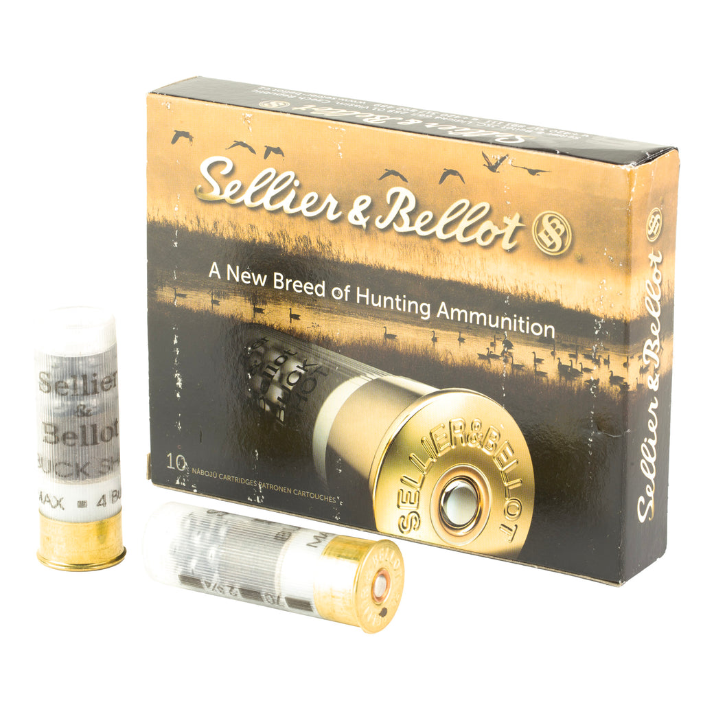 Sellier & Bellot 12 Gauge 2.75-Inch 4 Buckshot Shotshells – 10 Rounds per Box
