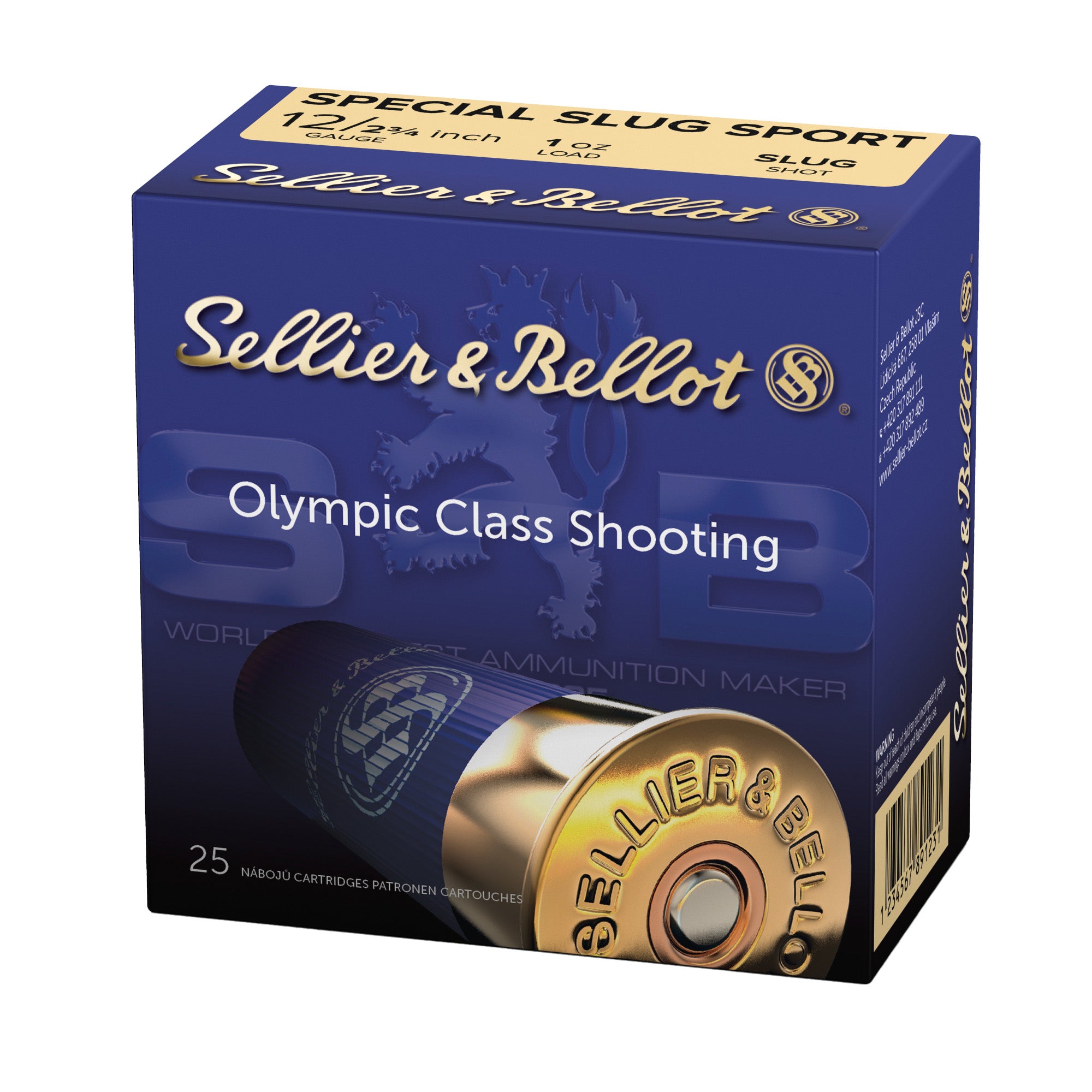 Sellier & Bellot 12 Gauge 2.75-Inch 1 oz Slug Shotshells (25 per Box, 250 per Case)