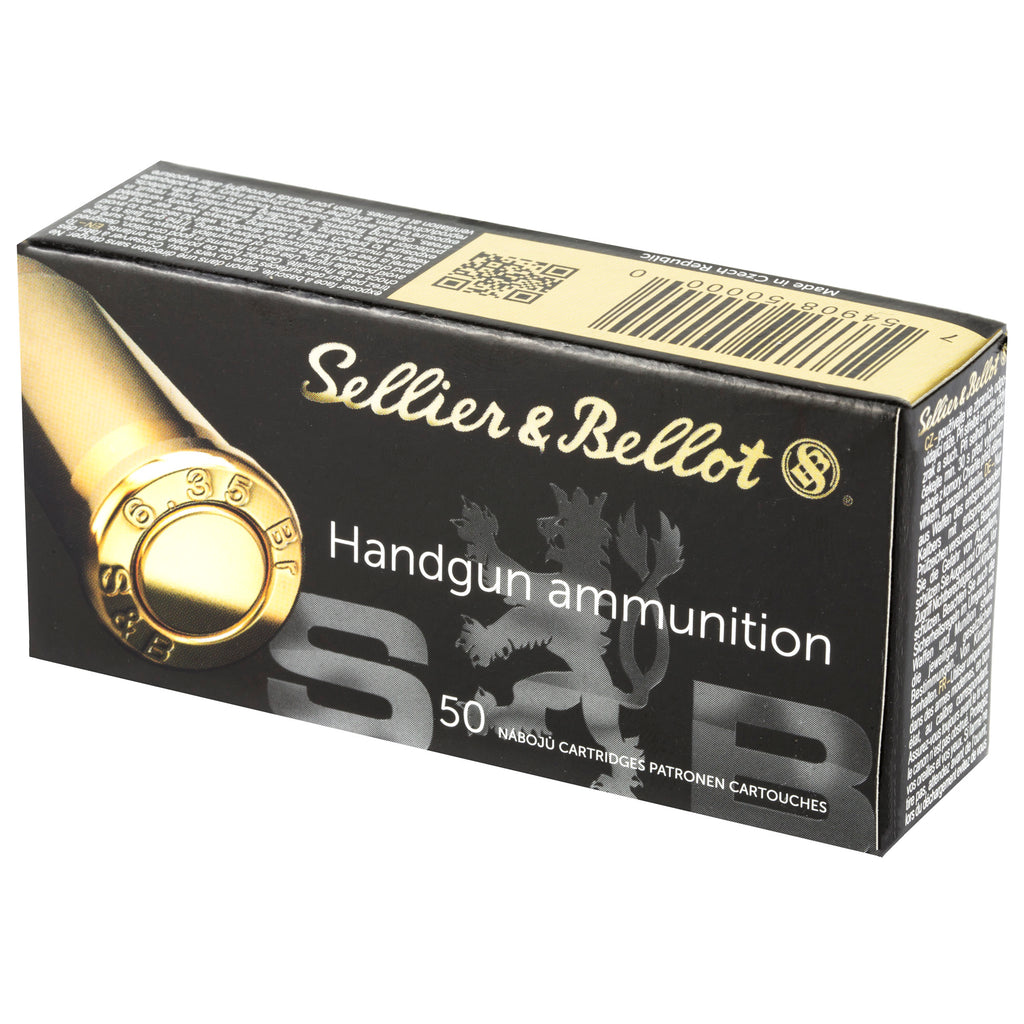 Sellier & Bellot S&B 25ACP 50-Grain Full Metal Jacket Pistol Ammunition, 50 Rounds per Box
