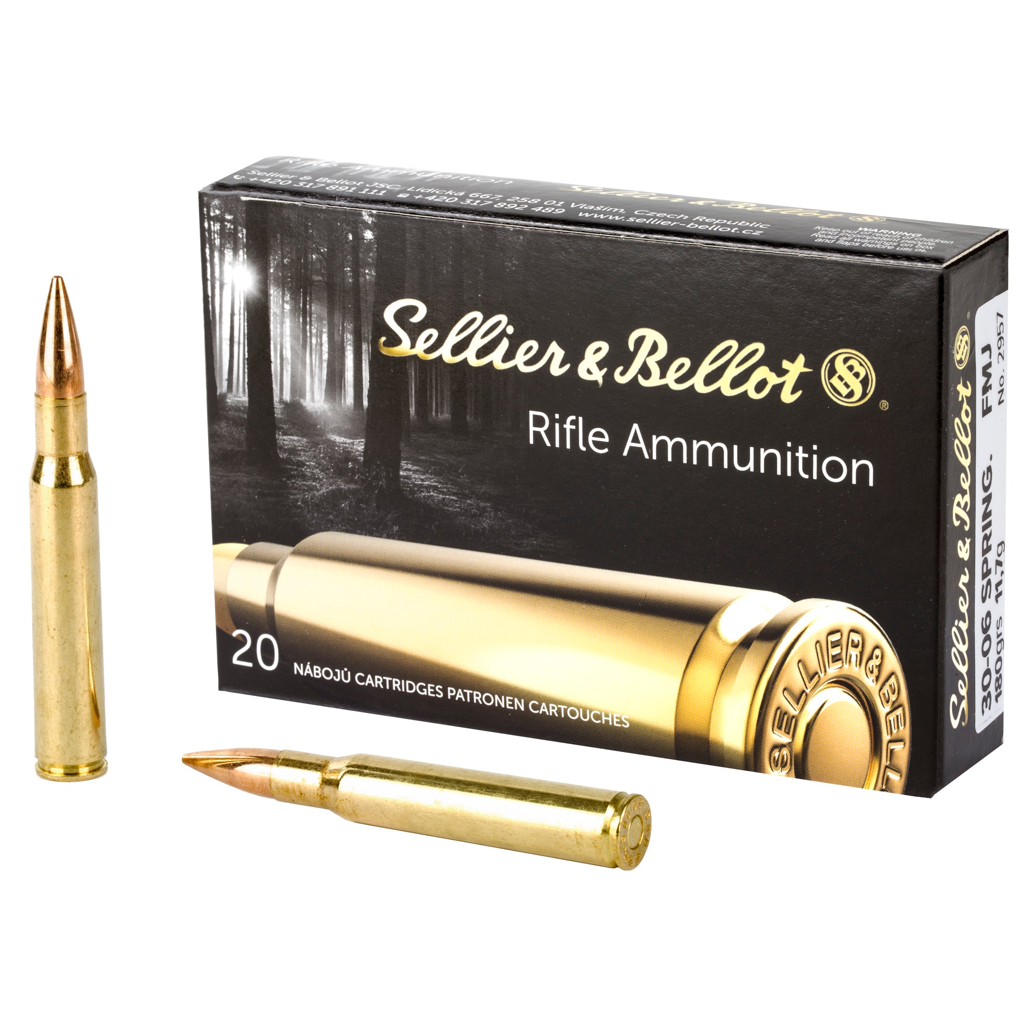 Sellier & Bellot 30-06 Springfield 180-Grain Full Metal Jacket Rifle Ammunition (20/400)
