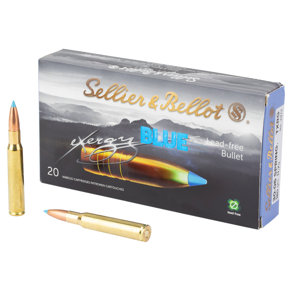 Sellier & Bellot S&B Exergy Blue 30-06 Springfield 180-Grain Boat Tail Rifle Ammo (20 Rounds Per Box)