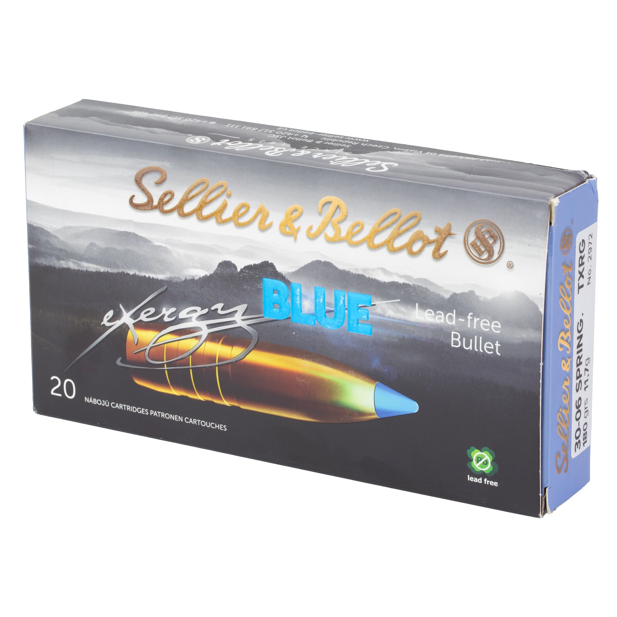 Sellier & Bellot S&B Exergy Blue 30-06 Springfield 180-Grain Boat Tail Rifle Ammo (20 Rounds Per Box)