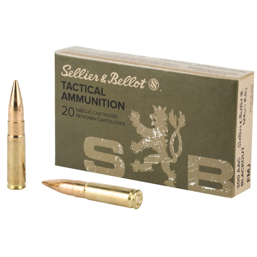 Sellier & Bellot 300 Blackout 124 Grain FMJ Rifle Ammunition - 20 Rounds per Box