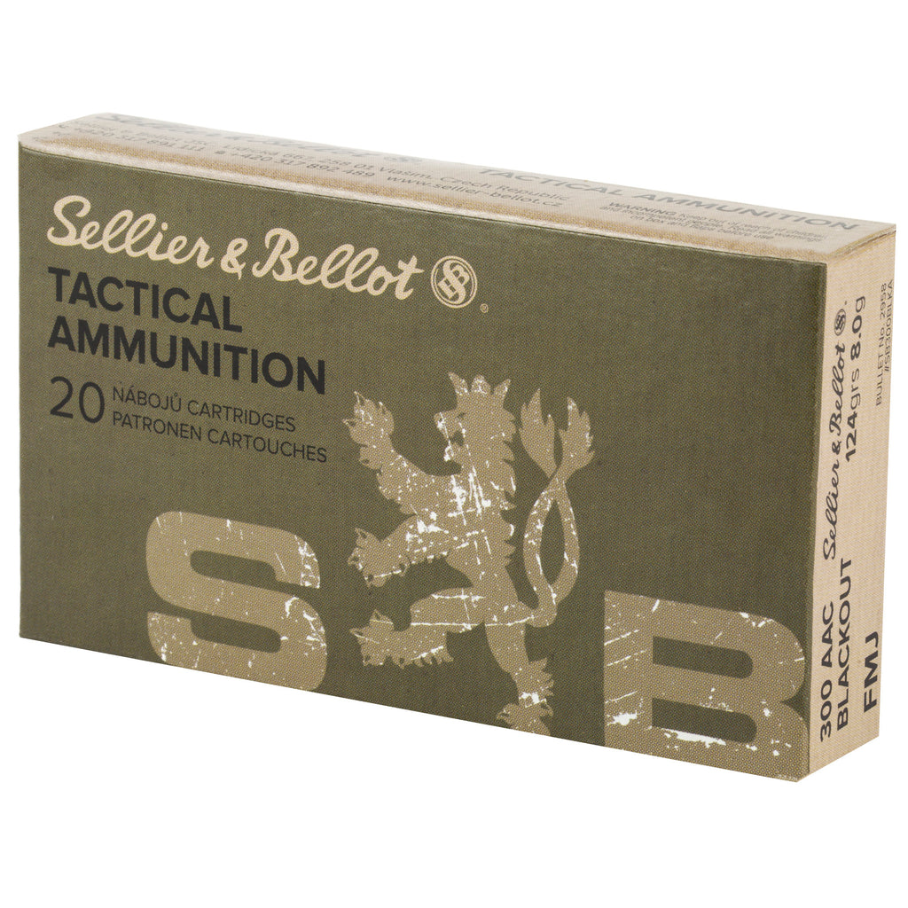 Sellier & Bellot 300 Blackout 124 Grain FMJ Rifle Ammunition - 20 Rounds per Box