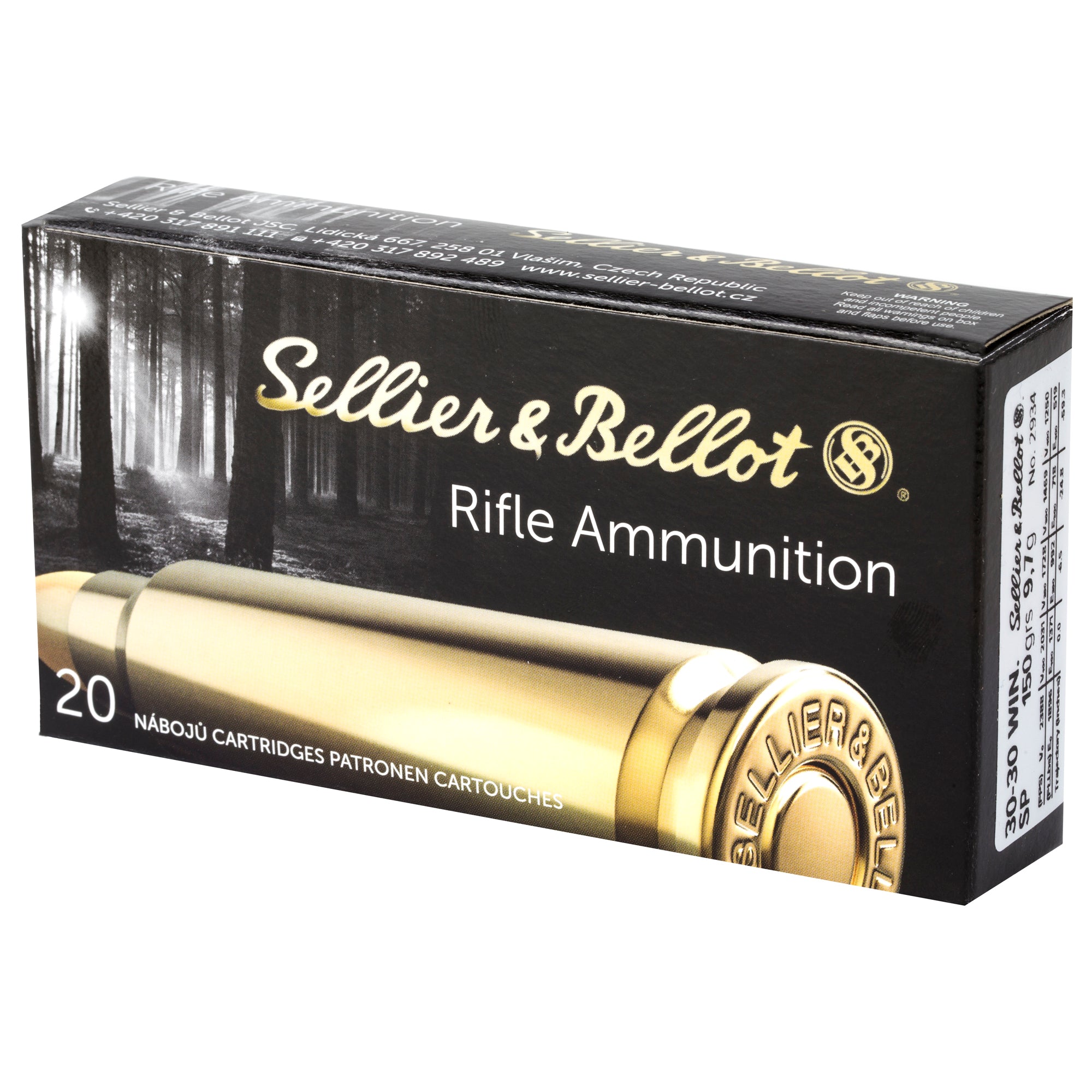 Sellier & Bellot 30-30 Winchester Soft Point Rifle Ammunition, 150 Grain, 20 Rounds per Box