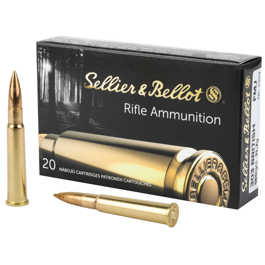 Sellier & Bellot 303 British Rifle Ammunition - 180 Grain Full Metal Jacket, 20 Rounds per Box