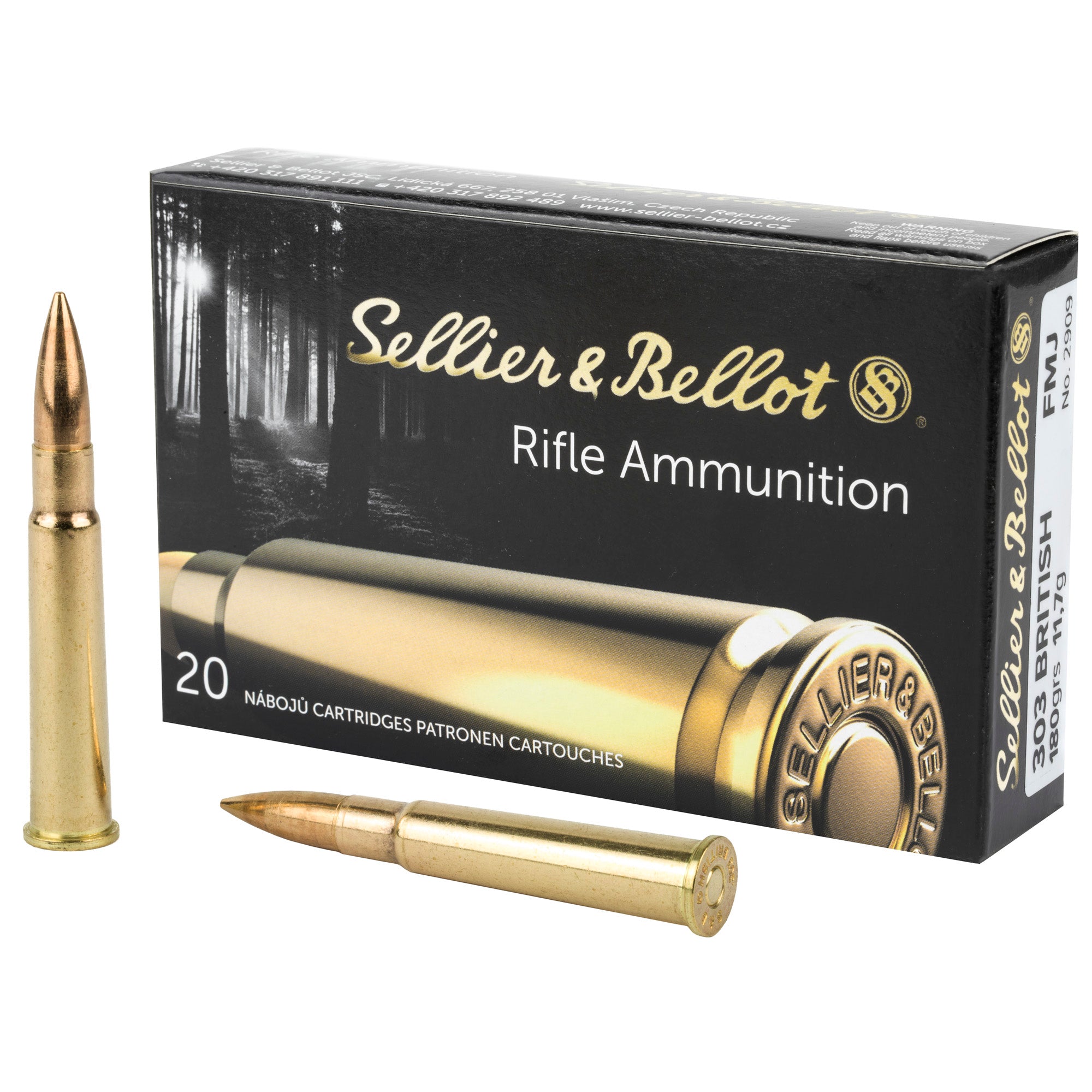 Sellier & Bellot 303 British Rifle Ammunition - 180 Grain Full Metal Jacket, 20 Rounds per Box