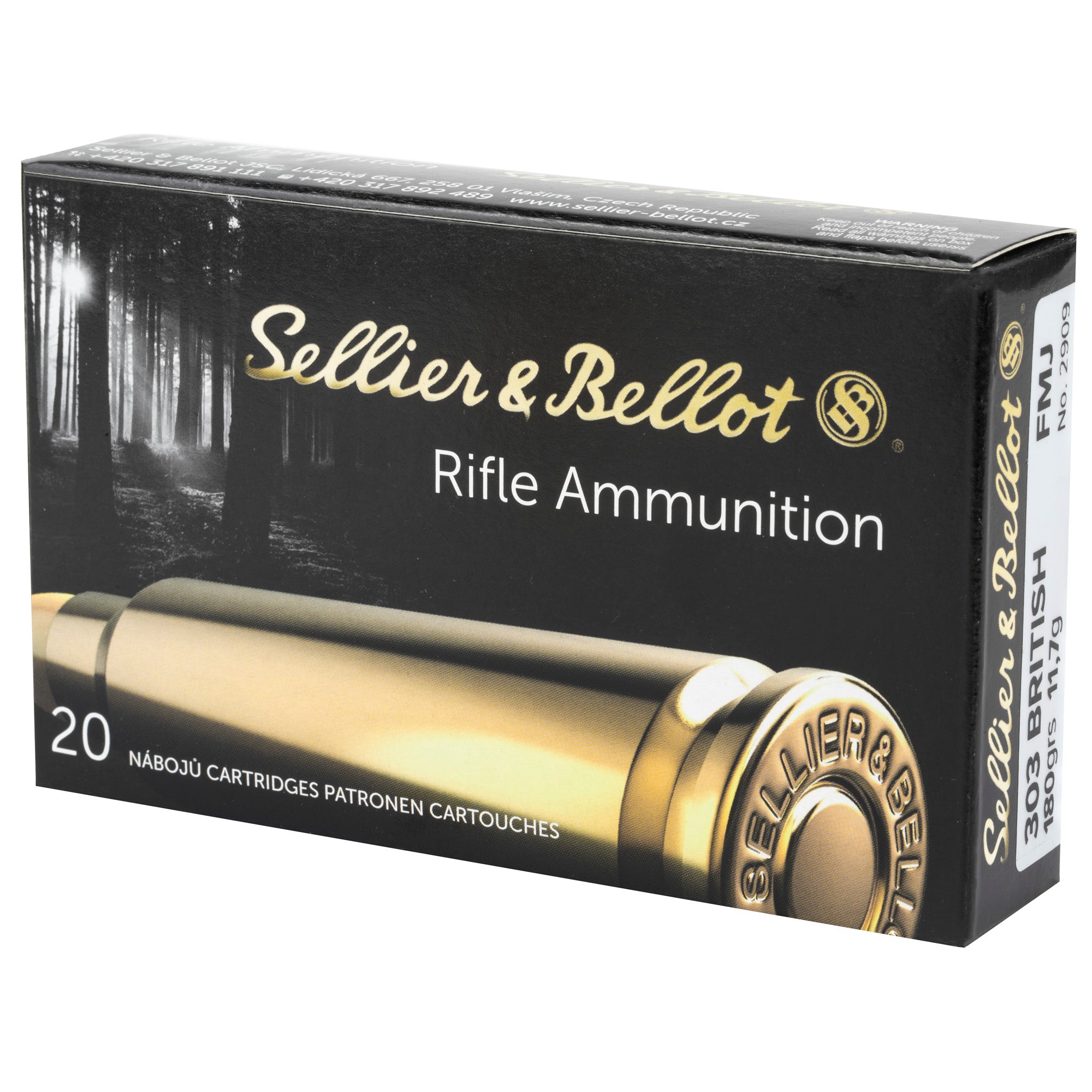 Sellier & Bellot 303 British Rifle Ammunition - 180 Grain Full Metal Jacket, 20 Rounds per Box