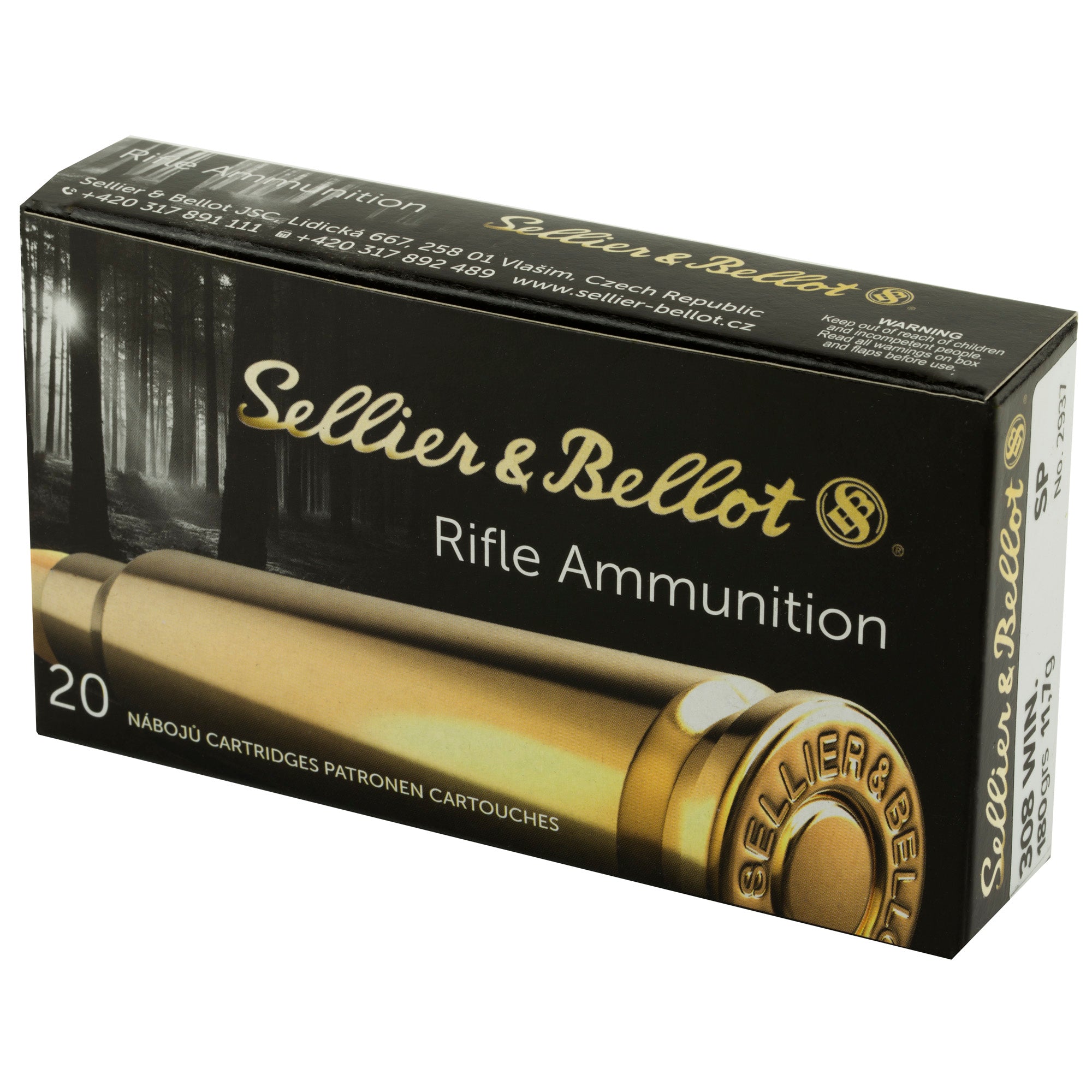 Sellier & Bellot 308 Winchester 180 Grain Soft Point Rifle Ammunition – 20 Rounds per Box