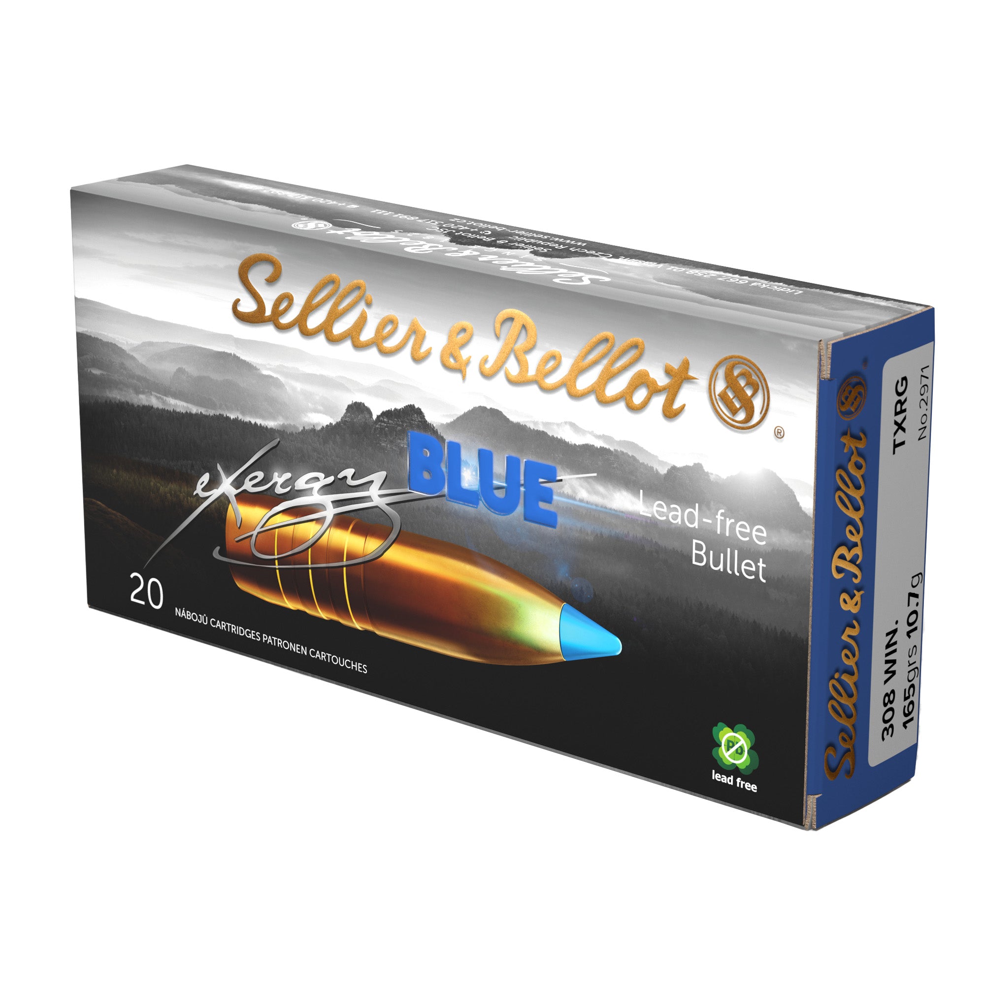 Sellier & Bellot S&B EXERGY Blue 308 Winchester 165 Grain Boat Tail Rifle Bullets (20 per Box)