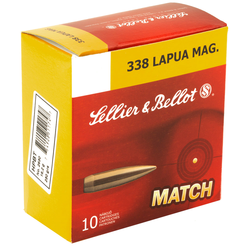 Sellier & Bellot 338 Lapua Match 250 Grain Boat Tail Hollow Point Ammunition