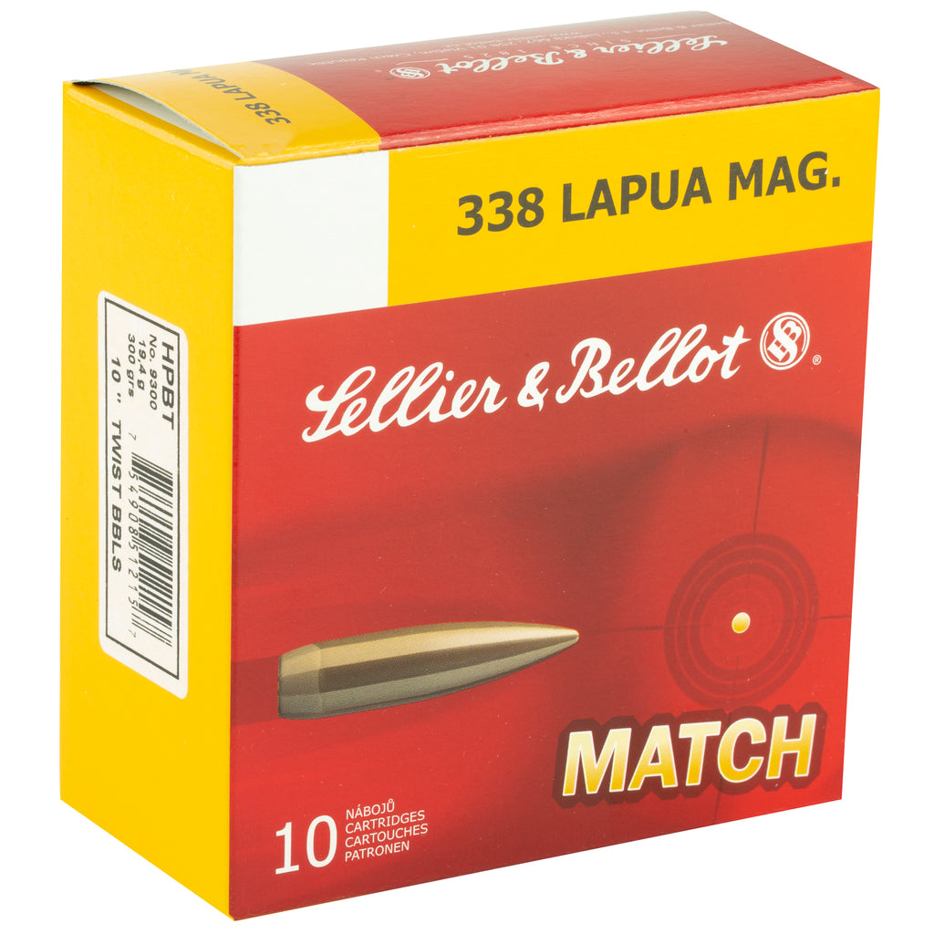 Sellier & Bellot 338 Lapua Match Boat Tail Hollow Point Ammunition - 300 Grain, 10 Rounds per Box