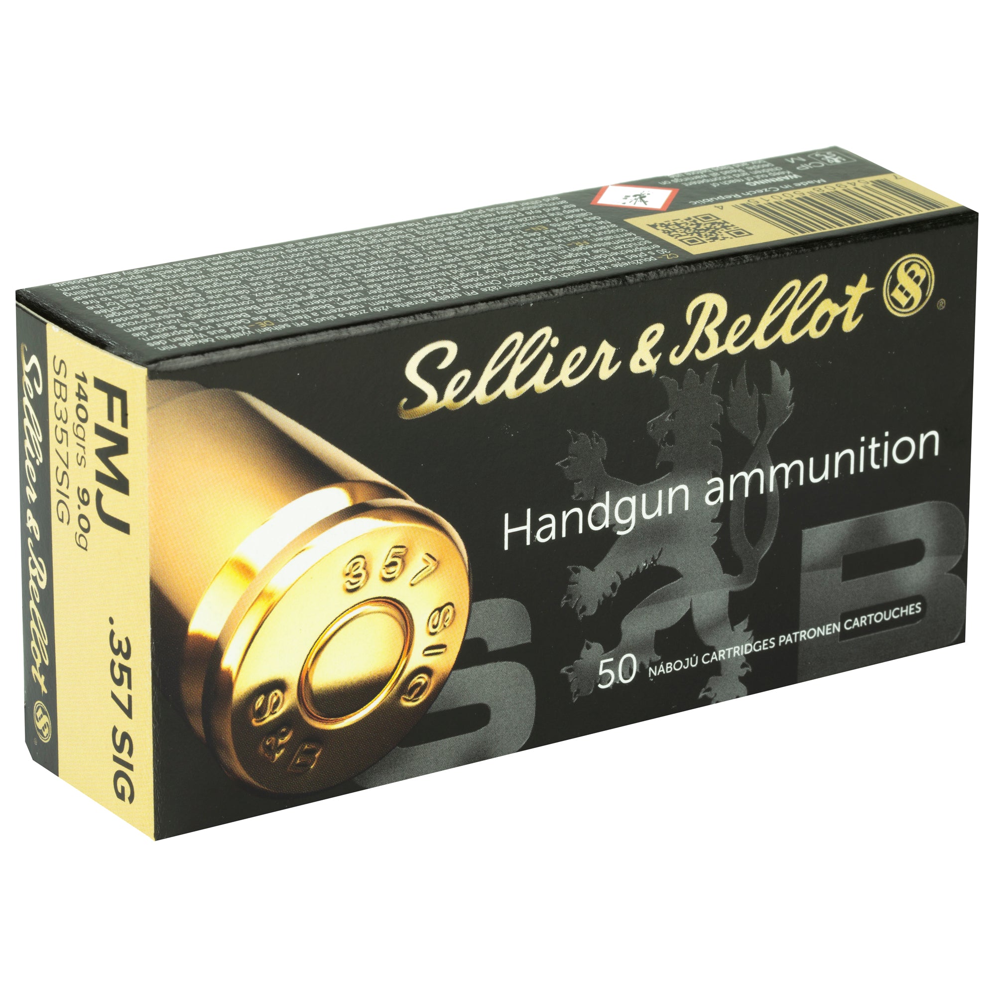 Sellier & Bellot 357 Sig 140 Grain FMJ Pistol Ammunition - 50 Rounds per Box