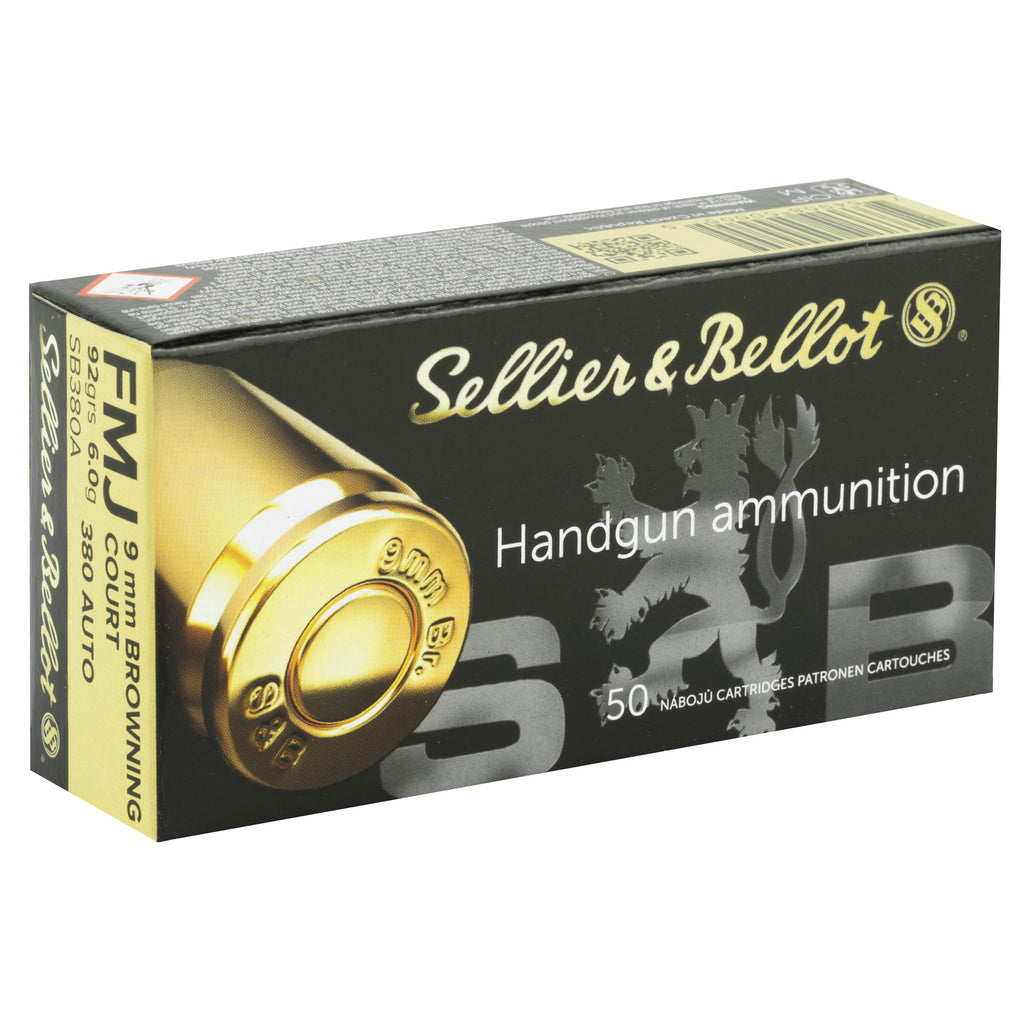 Sellier & Bellot S&B 380ACP 92-Grain Full Metal Jacket Pistol Ammunition (50 Rounds per Box)