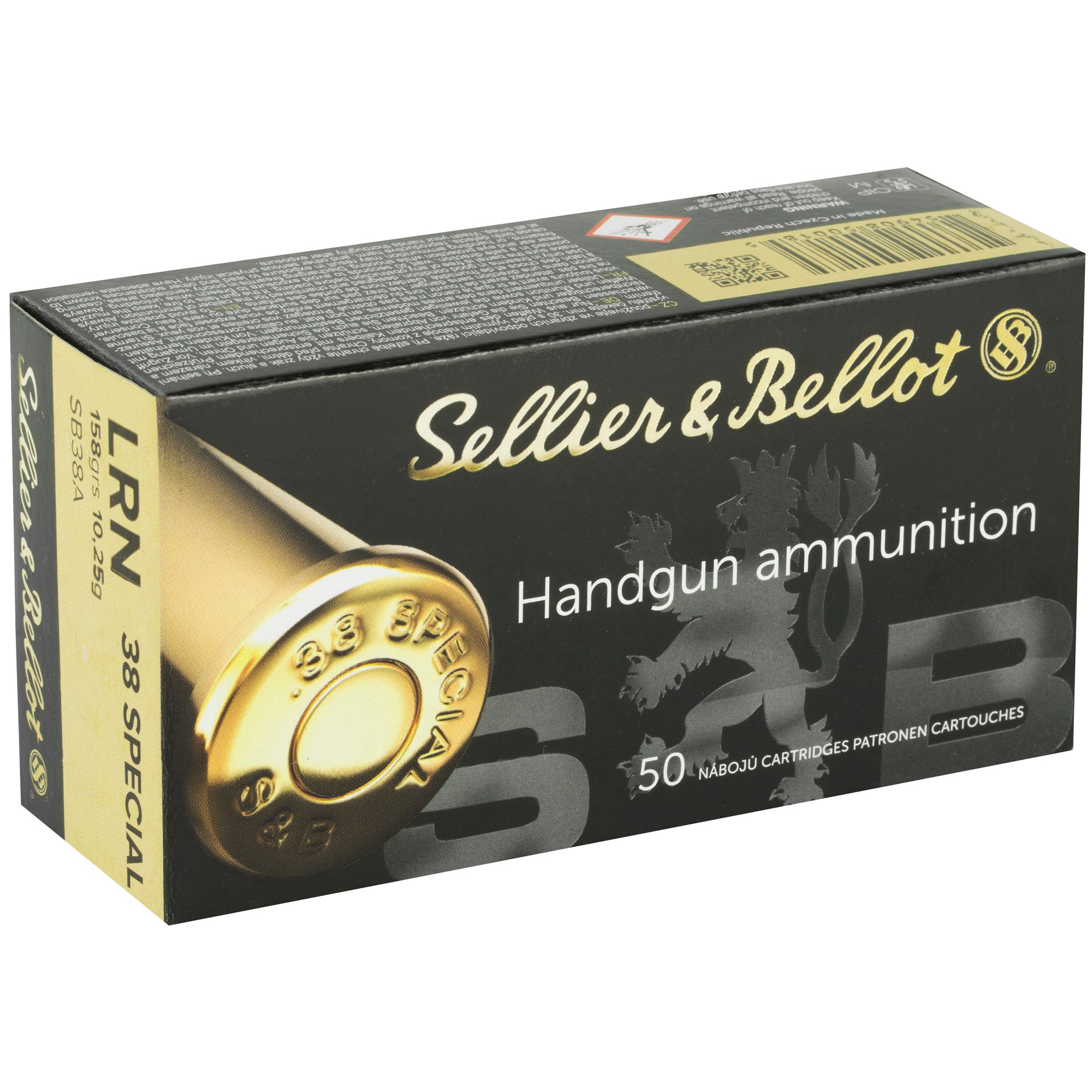 Sellier & Bellot 38 Special Lead Round Nose Pistol Ammunition – 158 Grain, Box of 50