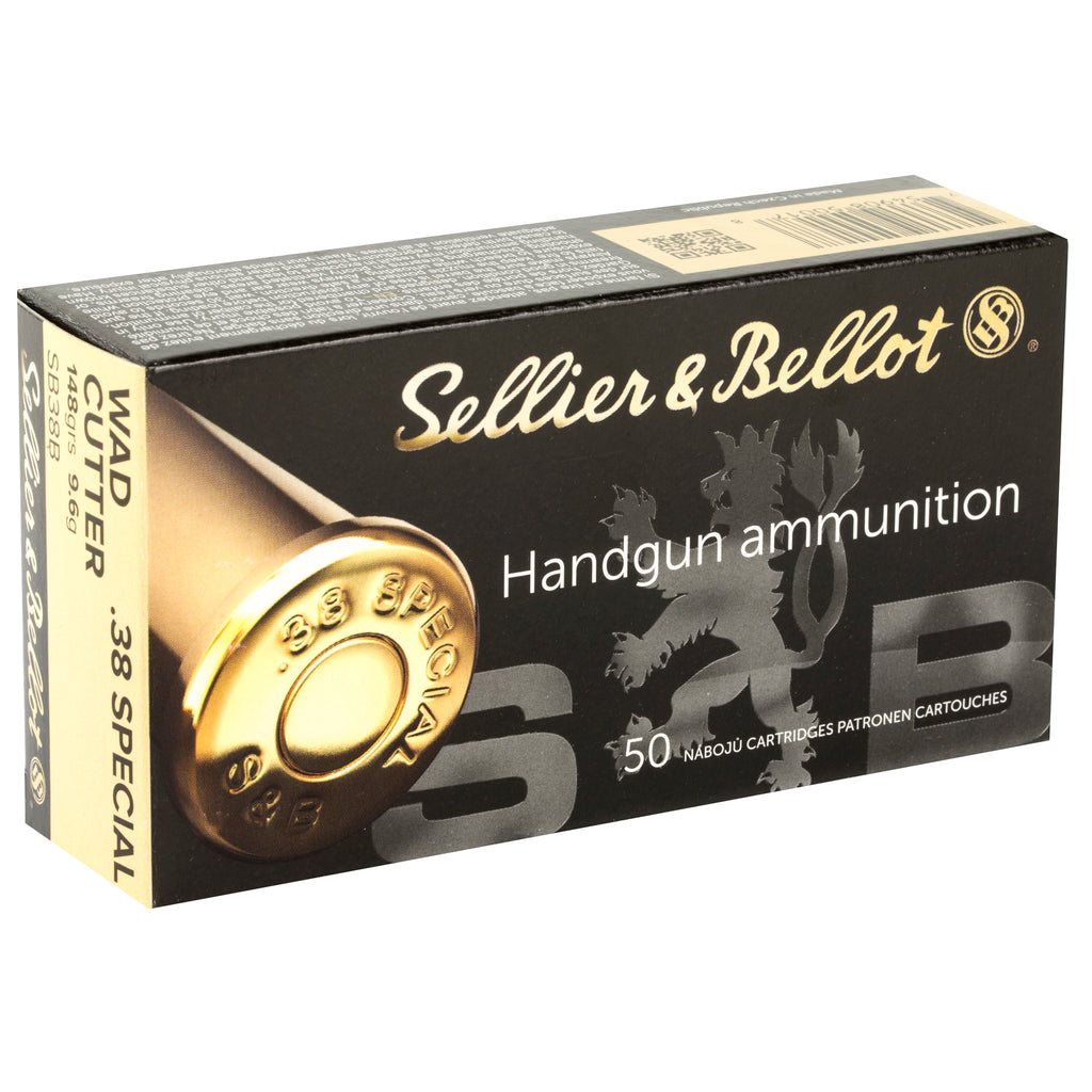 Sellier & Bellot 38 Special Lead Wadcutter Pistol Ammunition - 148 Grain, Box of 50