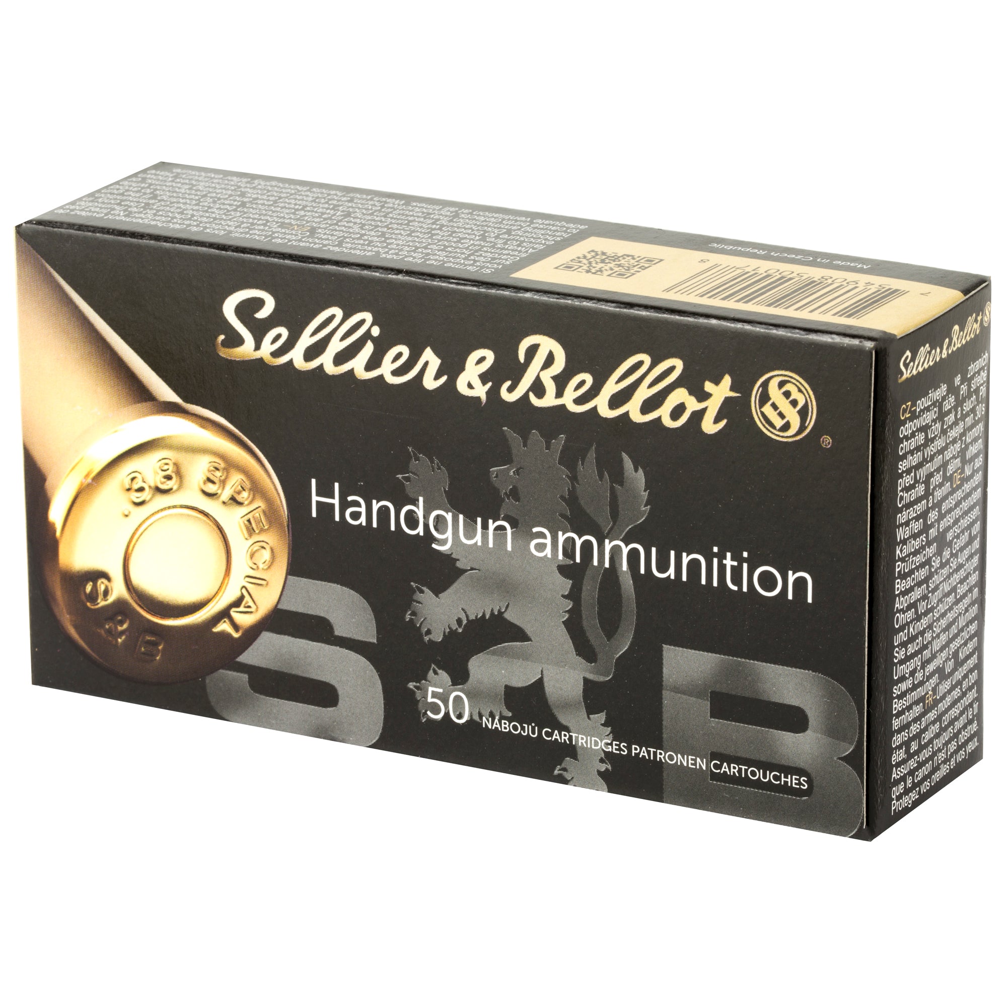 Sellier & Bellot 38 Special Lead Wadcutter Pistol Ammunition - 148 Grain, Box of 50