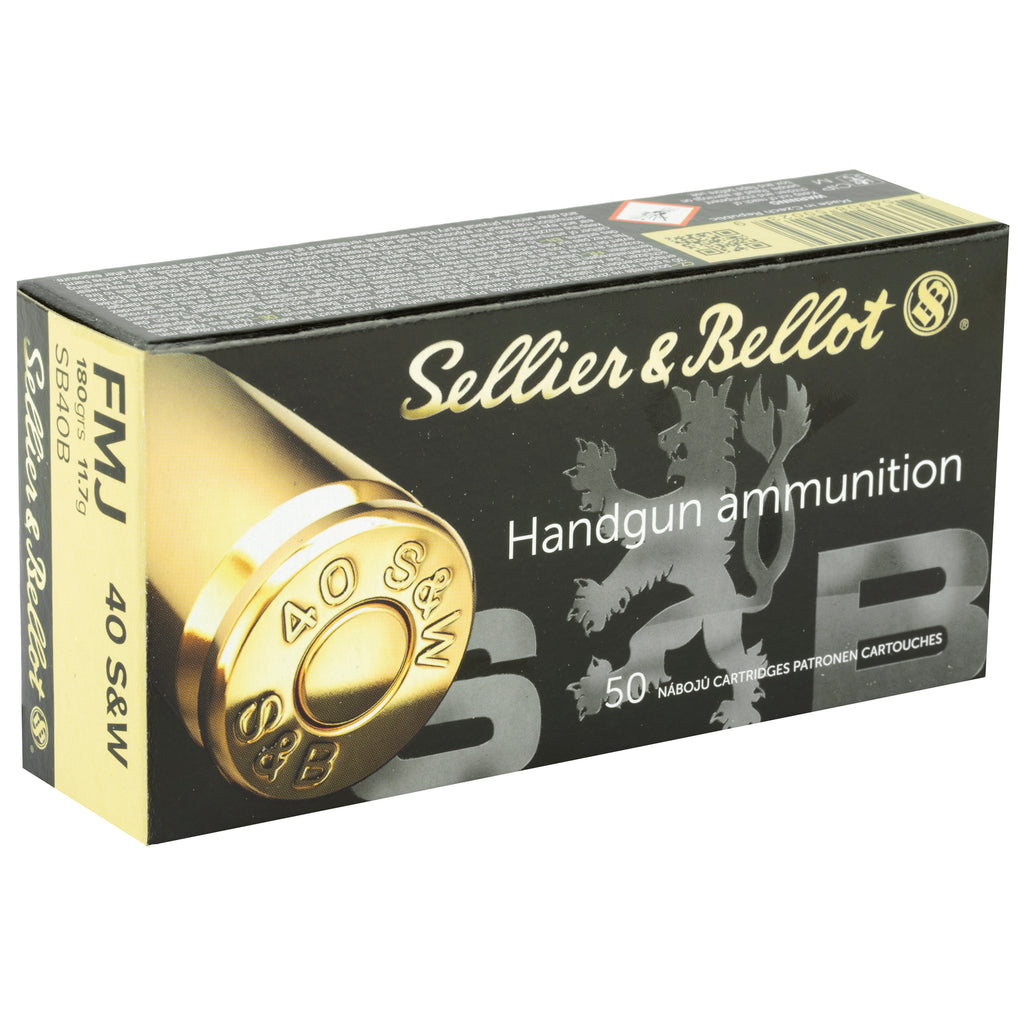 Sellier & Bellot 40 S&W 180 Grain Full Metal Jacket Pistol Ammunition (50 Rounds / Box, 1000 Rounds / Case)
