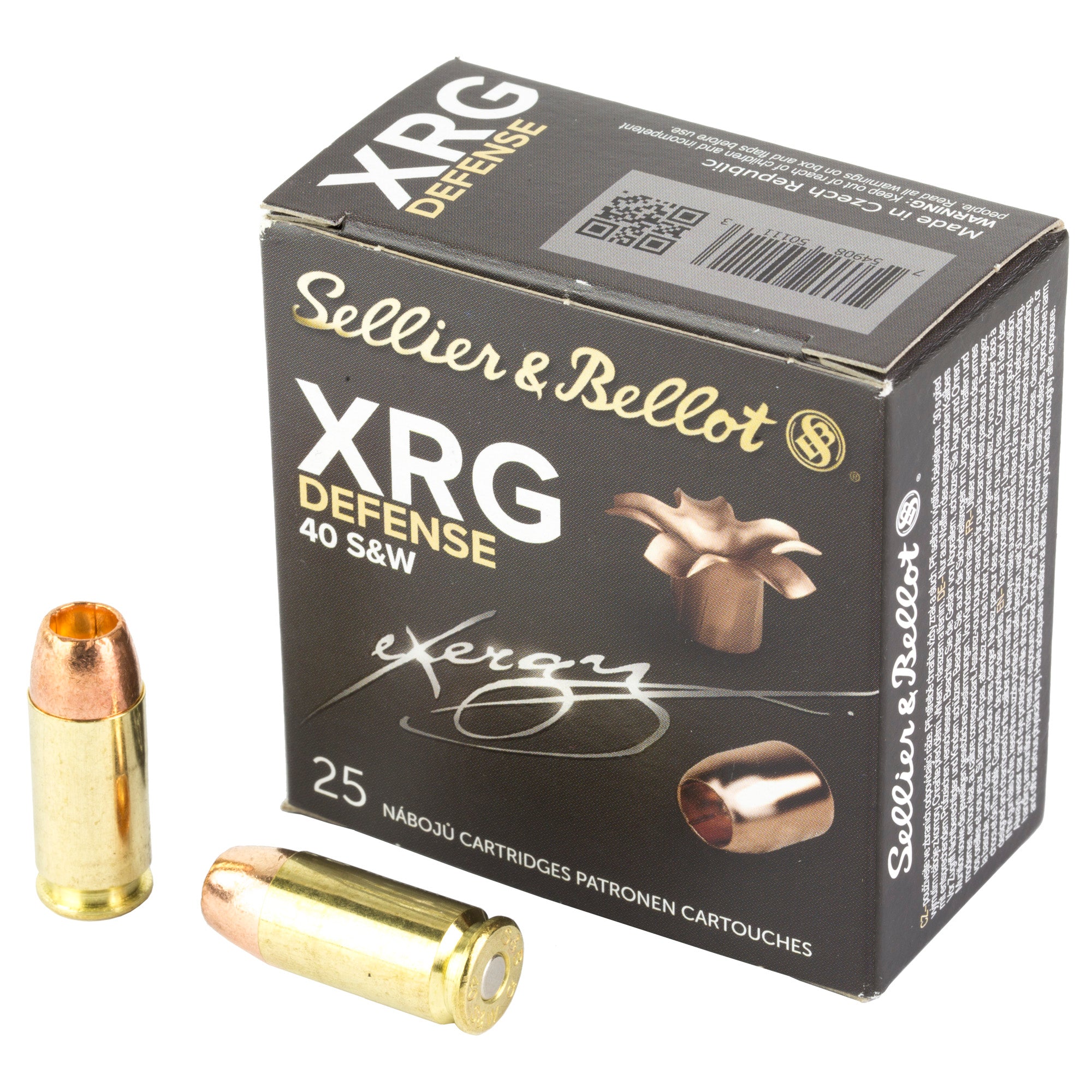 Sellier & Bellot SB40XA 130-Grain 40 S&W Hollow Point Pistol Ammunition, 25 Rounds per Box