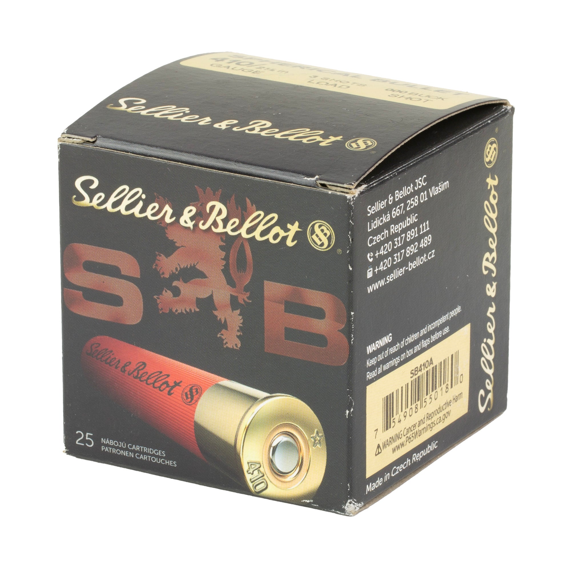 Sellier & Bellot S&B 410 Bore 2.5 Buckshot Shotshells, 000 Buck, 25 Rounds per Box