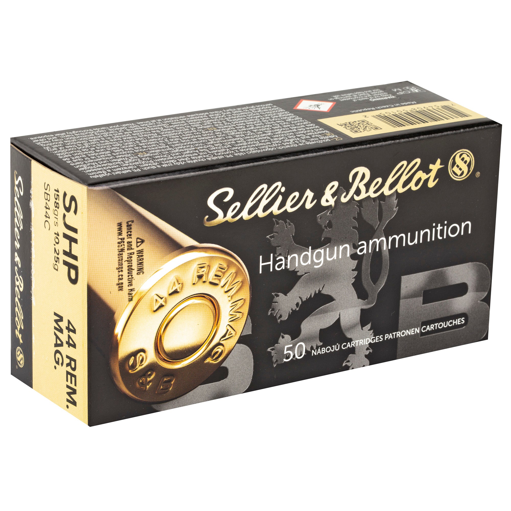 Sellier & Bellot S&B 44 Remington Magnum 240 Grain Semi-Jacketed Hollow Point Ammo, 50 Rounds per Box