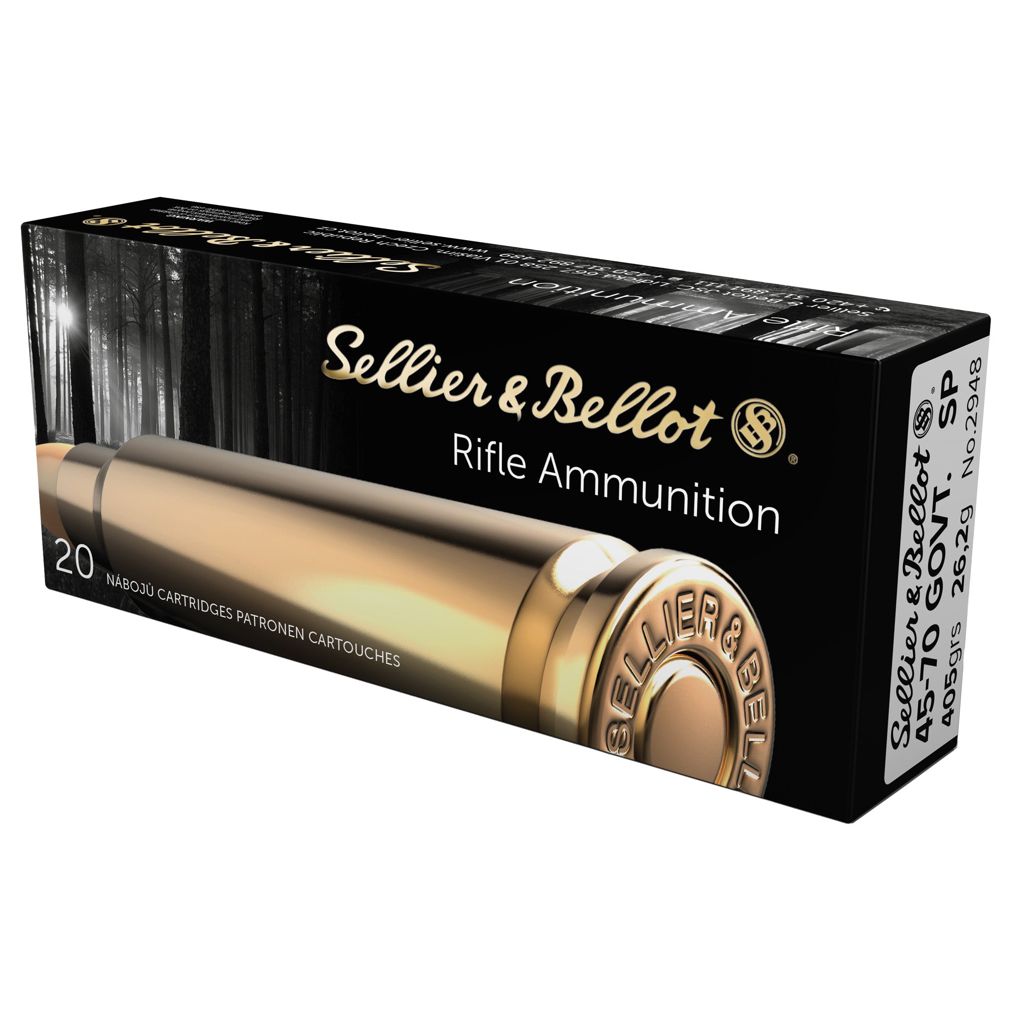 Sellier & Bellot 45-70 Government Soft Point Rifle Ammunition - 405 Grain, Box of 20