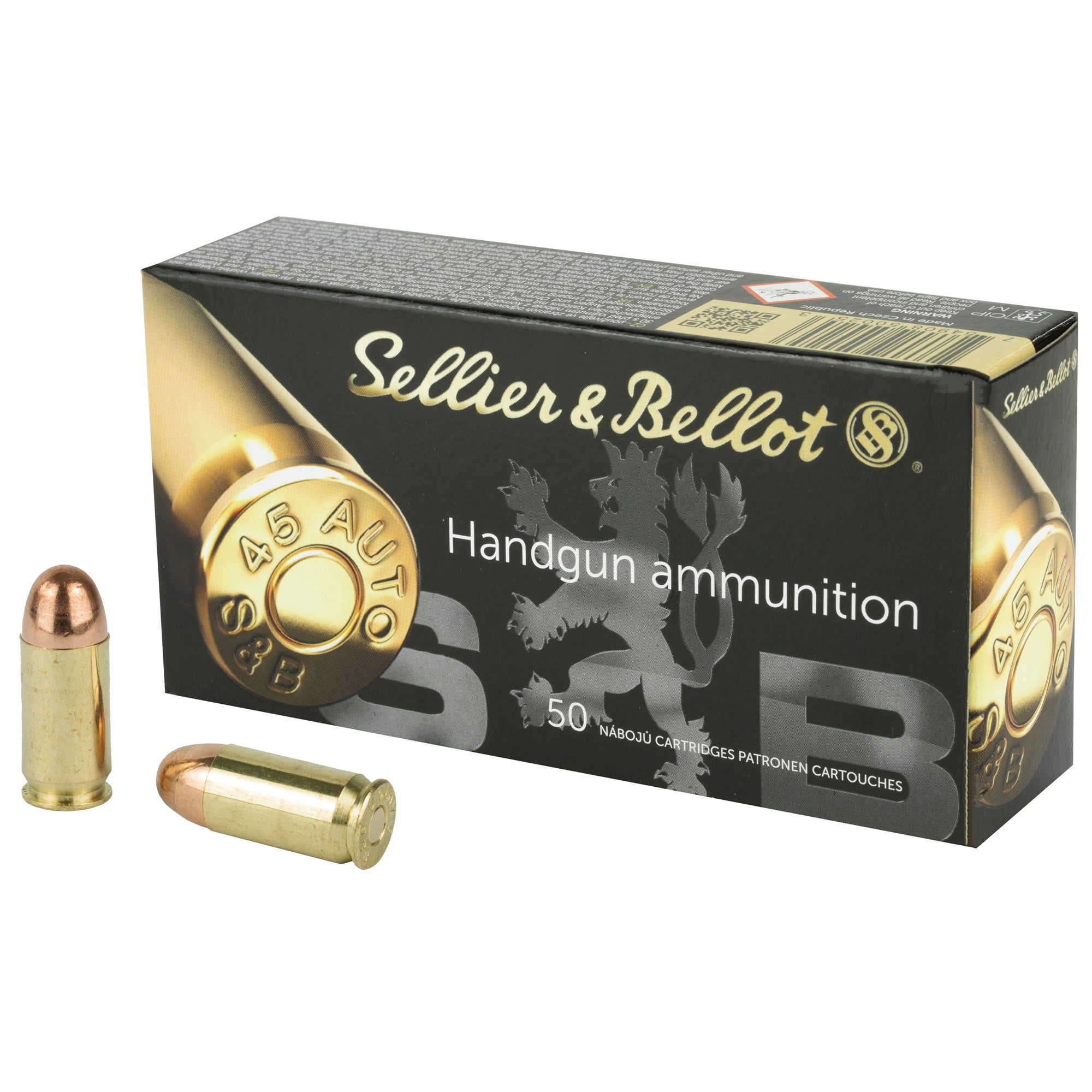 Sellier & Bellot 45 ACP Full Metal Jacket Ammunition - 230 Grain, 50 Rounds