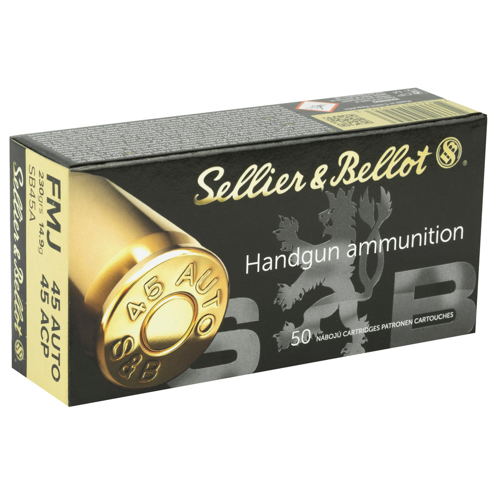 Sellier & Bellot 45 ACP Full Metal Jacket Ammunition - 230 Grain, 50 Rounds