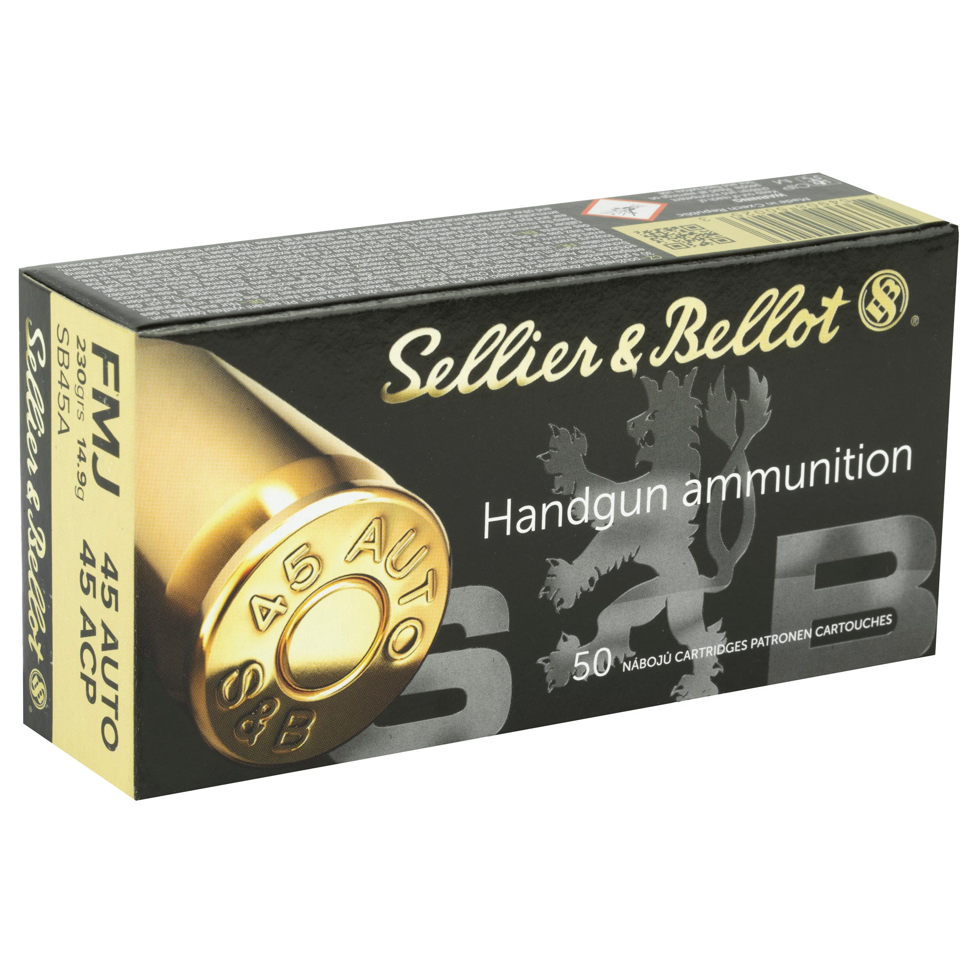 Sellier & Bellot 45 ACP Full Metal Jacket Ammunition - 230 Grain, 50 Rounds