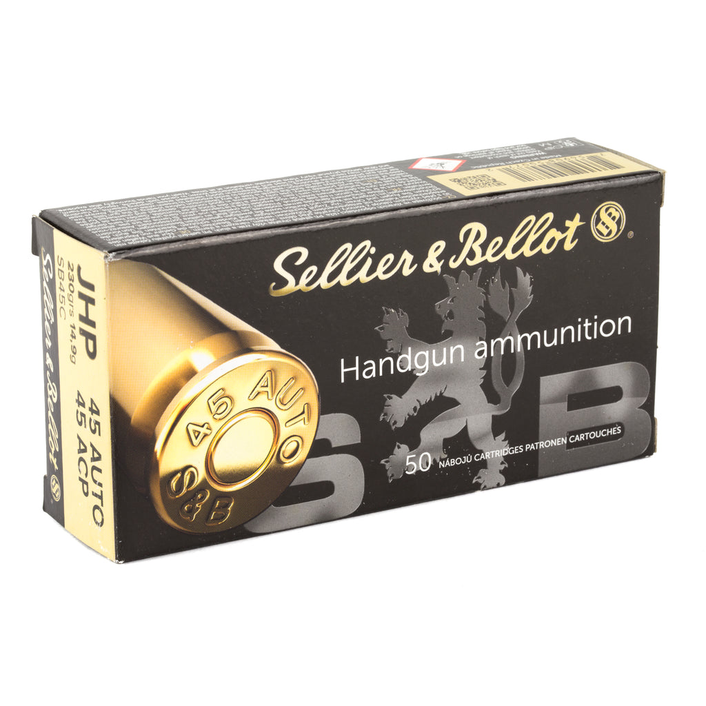 Sellier & Bellot 45 ACP 230 Grain Jacketed Hollow Point Ammunition – 50 Rounds per Box