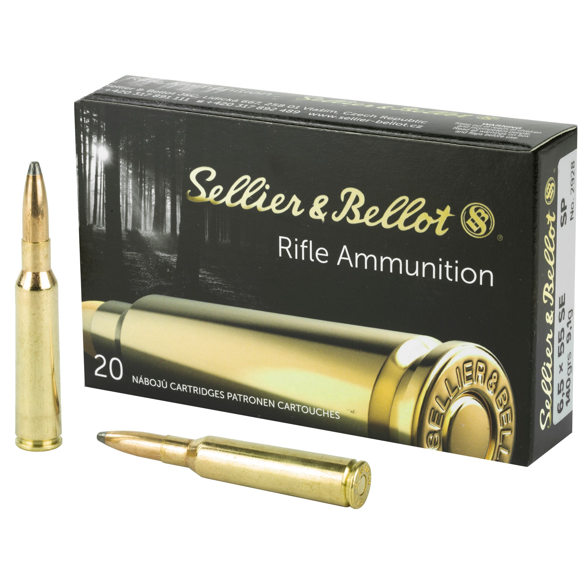 Sellier & Bellot 6.5x55mm Swedish Rifle Ammunition 140-Grain Soft Point - 20 Rds per Box