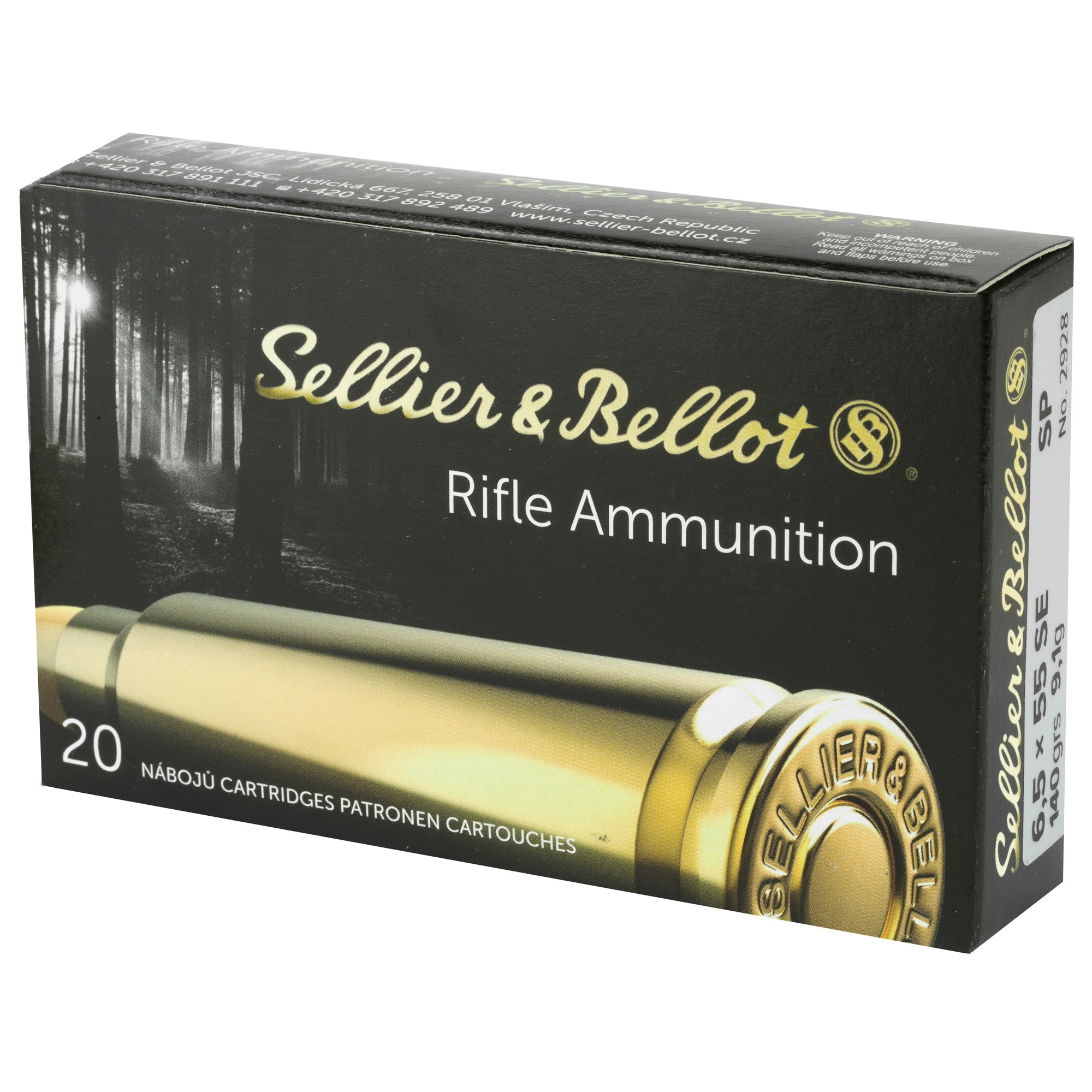 Sellier & Bellot 6.5x55mm Swedish Rifle Ammunition 140-Grain Soft Point - 20 Rds per Box