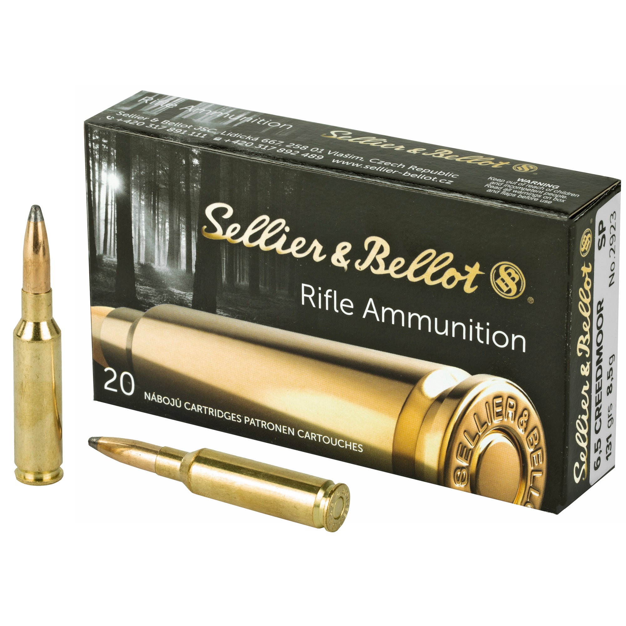 Sellier & Bellot 6.5 Creedmoor Soft Point Rifle Ammunition – 131 Grain, 20 Rounds per Box