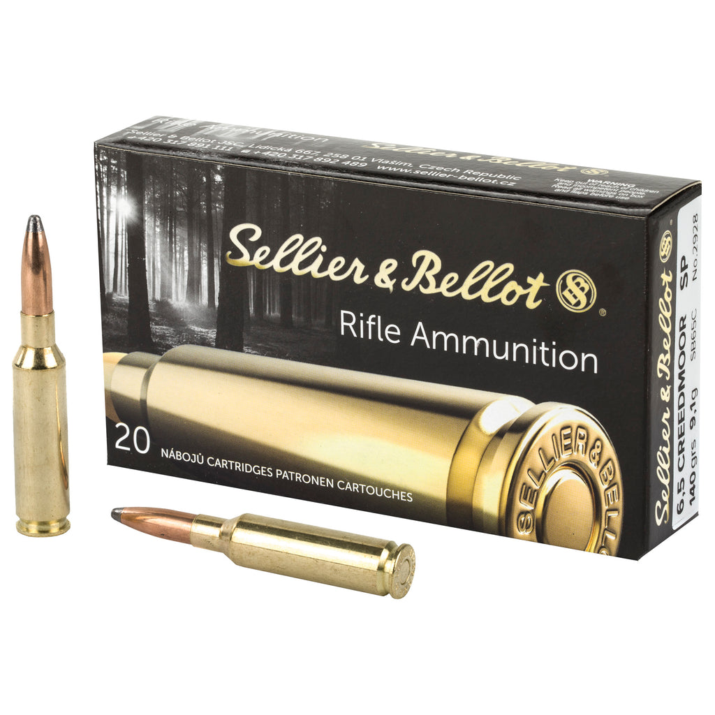 Sellier & Bellot 6.5 Creedmoor Rifle Ammunition, 140 Grain Soft Point - 20 Rds per Box, 500 Rds per Case