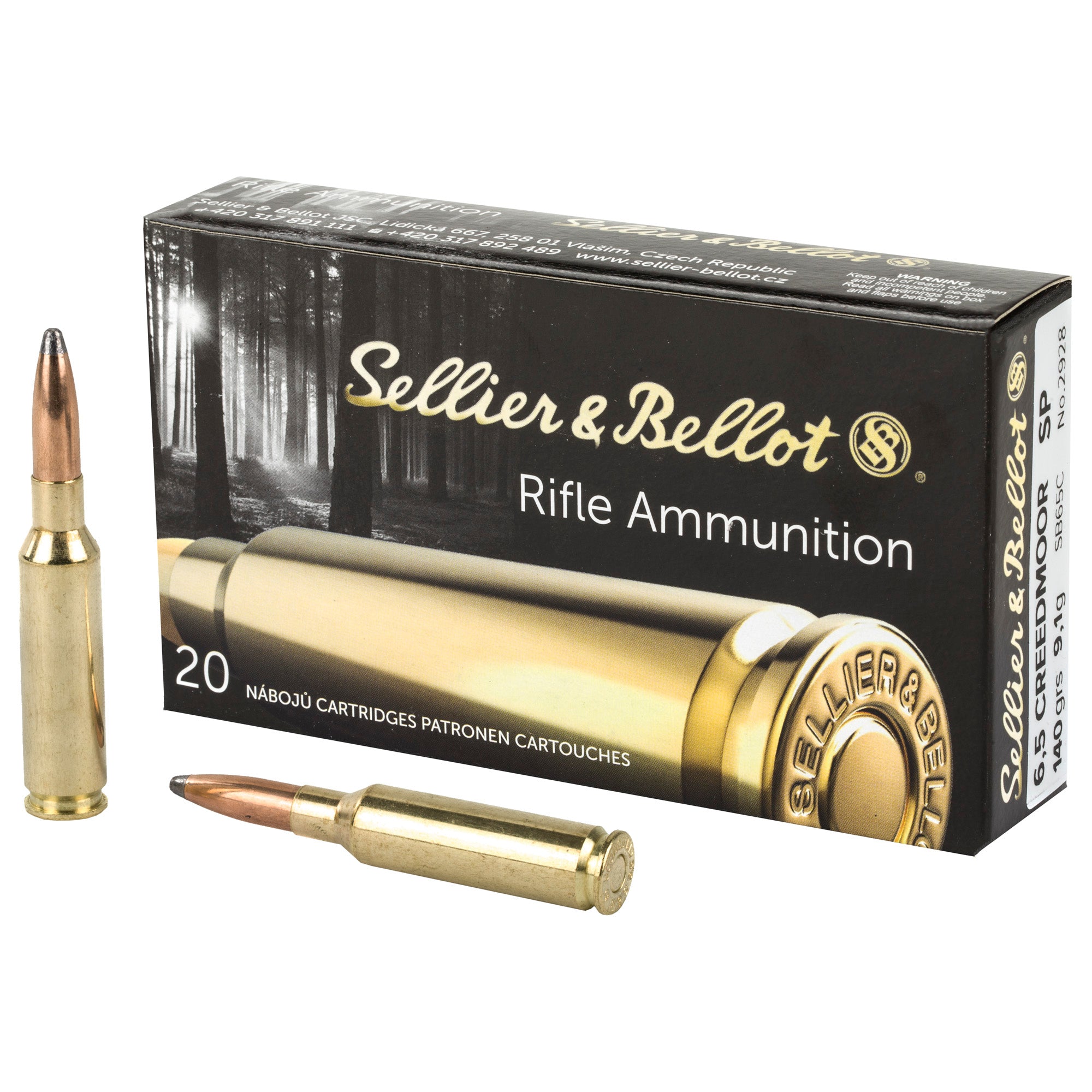 Sellier & Bellot 6.5 Creedmoor Rifle Ammunition, 140 Grain Soft Point - 20 Rds per Box, 500 Rds per Case