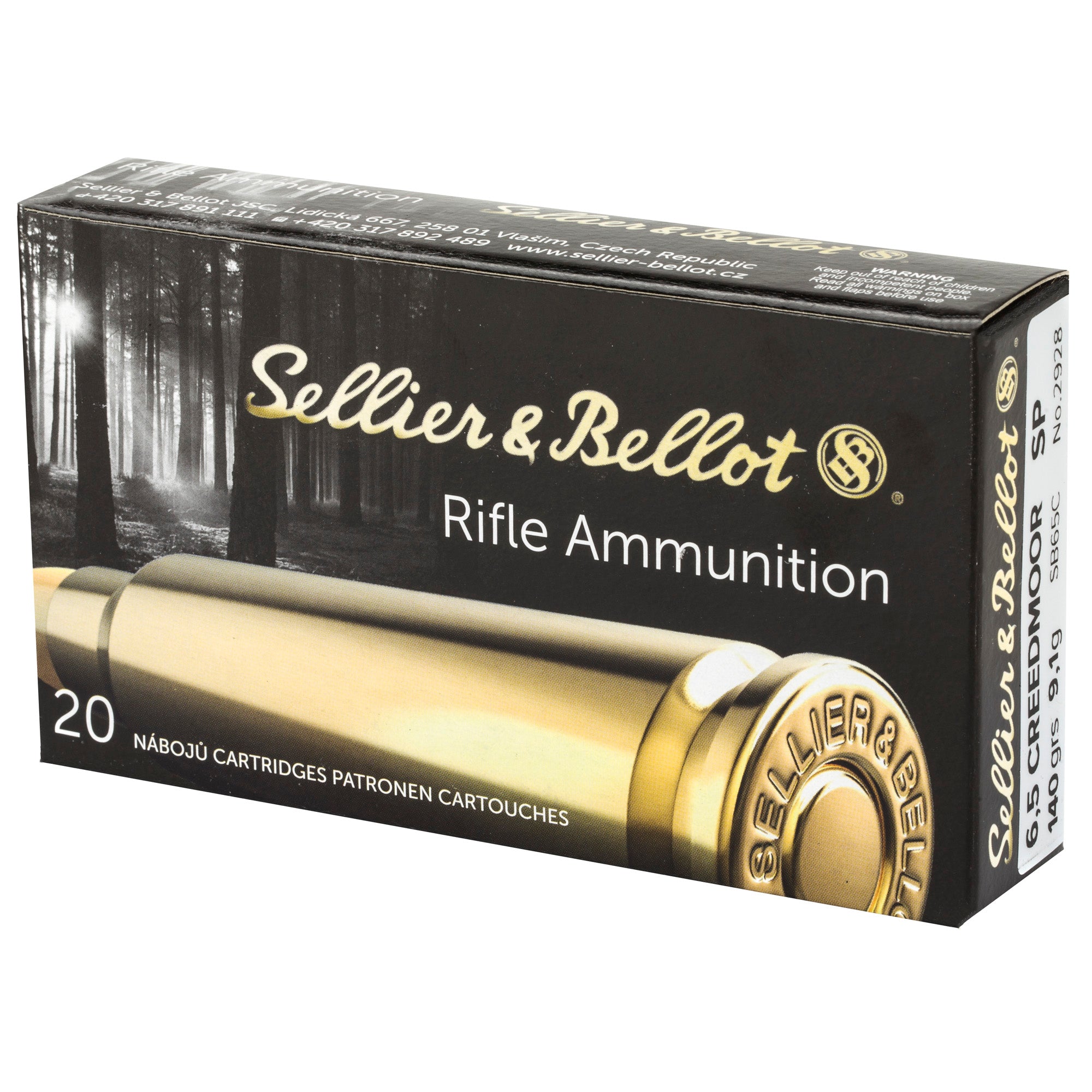 Sellier & Bellot 6.5 Creedmoor Rifle Ammunition, 140 Grain Soft Point - 20 Rds per Box, 500 Rds per Case