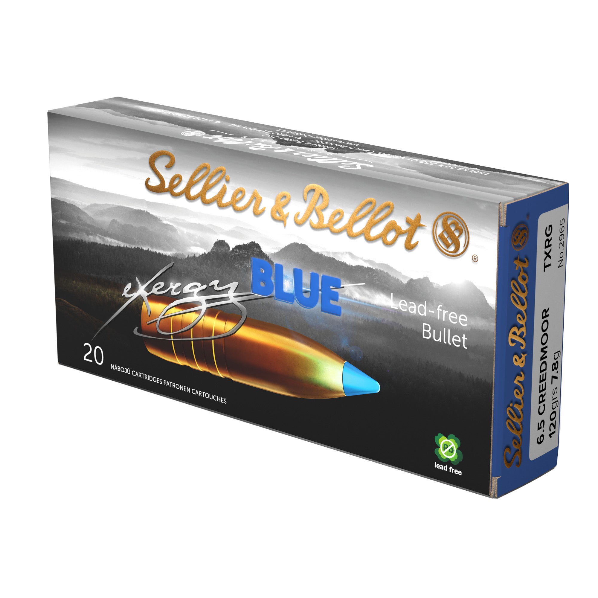 Sellier & Bellot SB65XA 6.5 Creedmoor 120-Grain Boat Tail Rifle Ammunition, 20 Rounds per Box