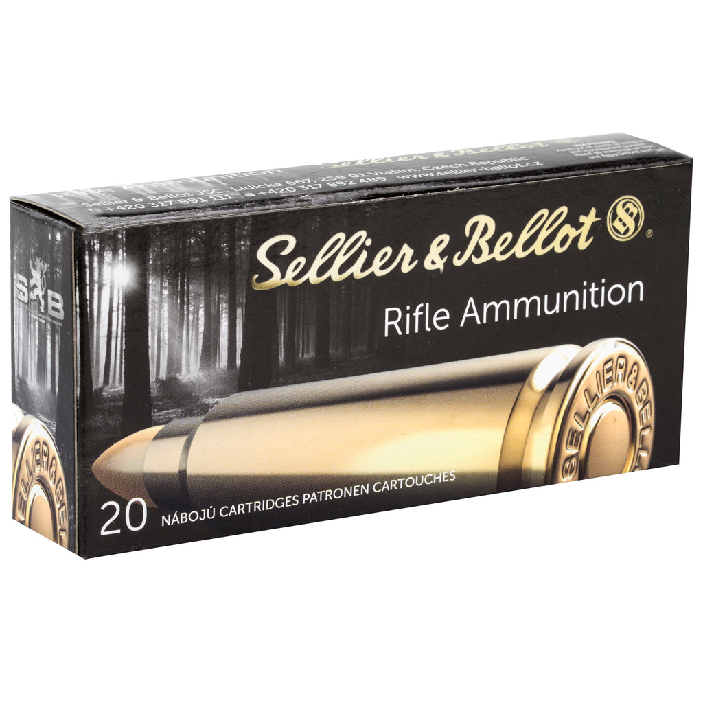 Sellier & Bellot 7.62x39mm Rifle Ammunition, 124 Grain Full Metal Jacket (FMJ), 20 Rounds Per Box