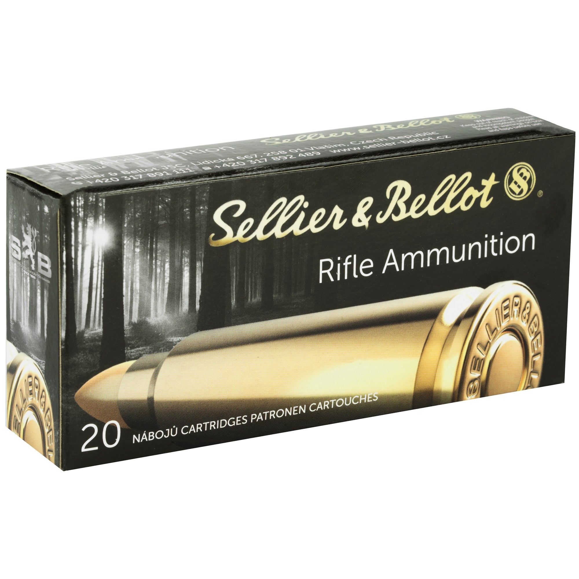 Sellier & Bellot 7.62x39mm Rifle Ammunition, 124 Grain Soft Point, 20 Rounds per Box